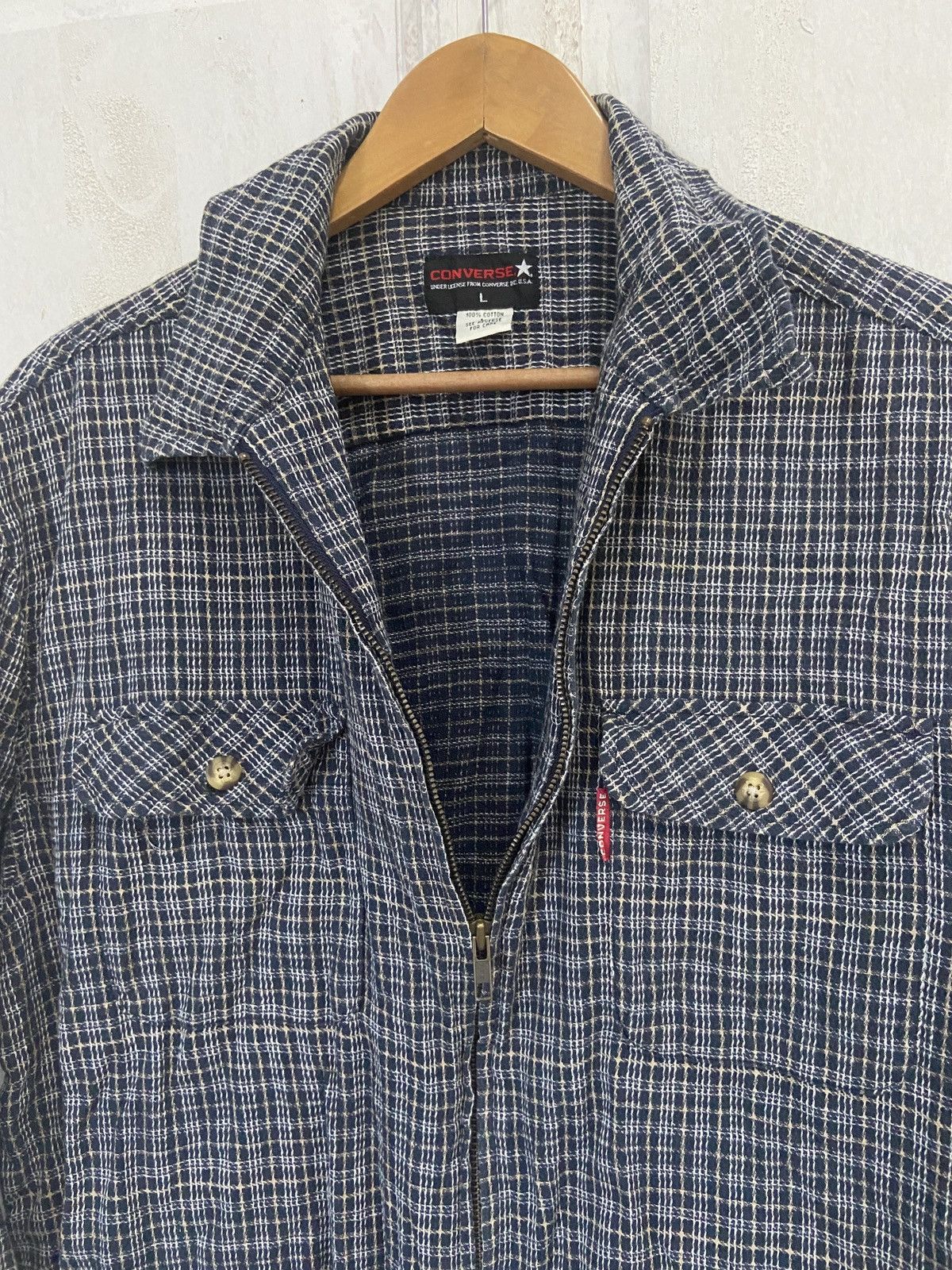 Converse Vintage Converse Zip Up Checkered Flannel Size US L / EU 52-54 / 3 - 6 Thumbnail