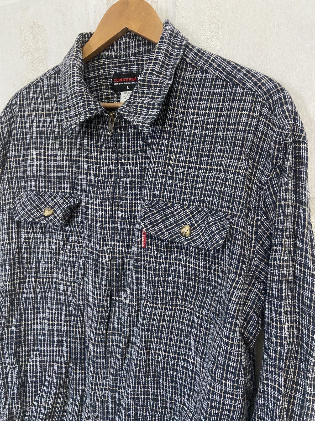 Converse Vintage Converse Zip Up Checkered Flannel Size US L / EU 52-54 / 3 - 5 Thumbnail
