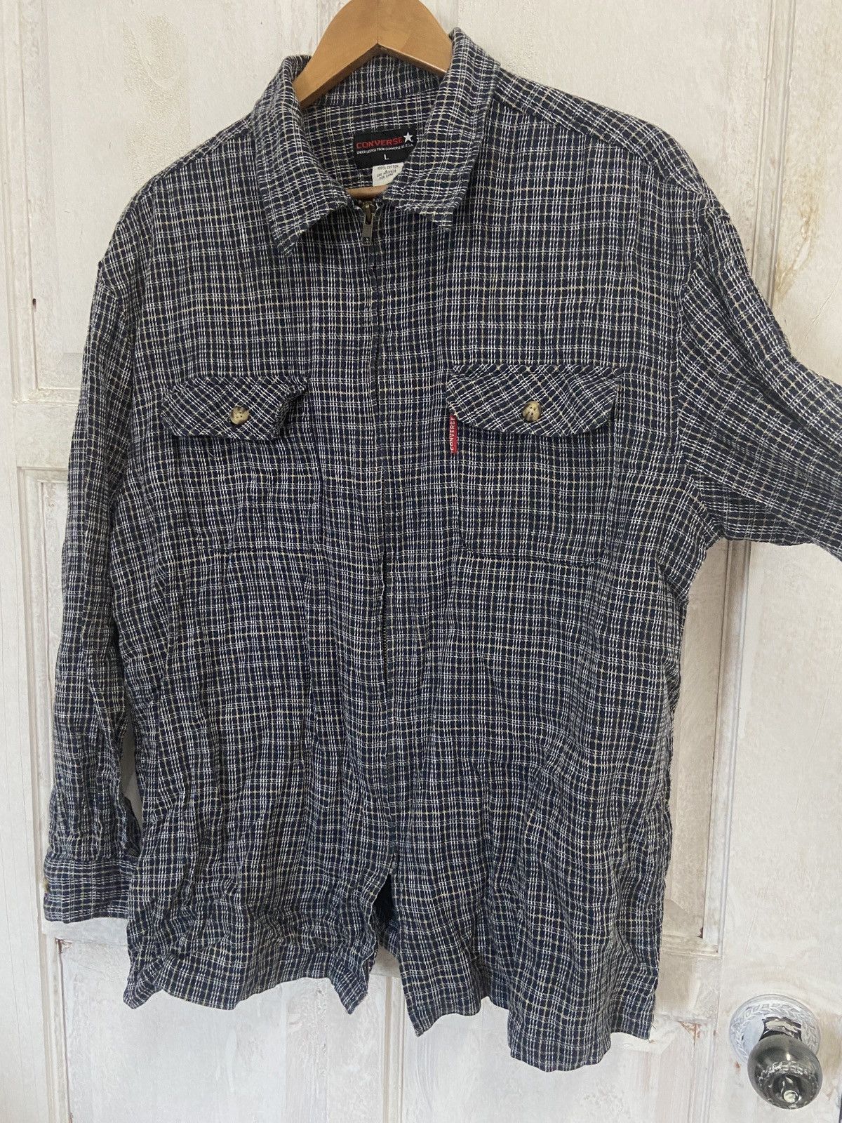 Converse Vintage Converse Zip Up Checkered Flannel Size US L / EU 52-54 / 3 - 3 Thumbnail