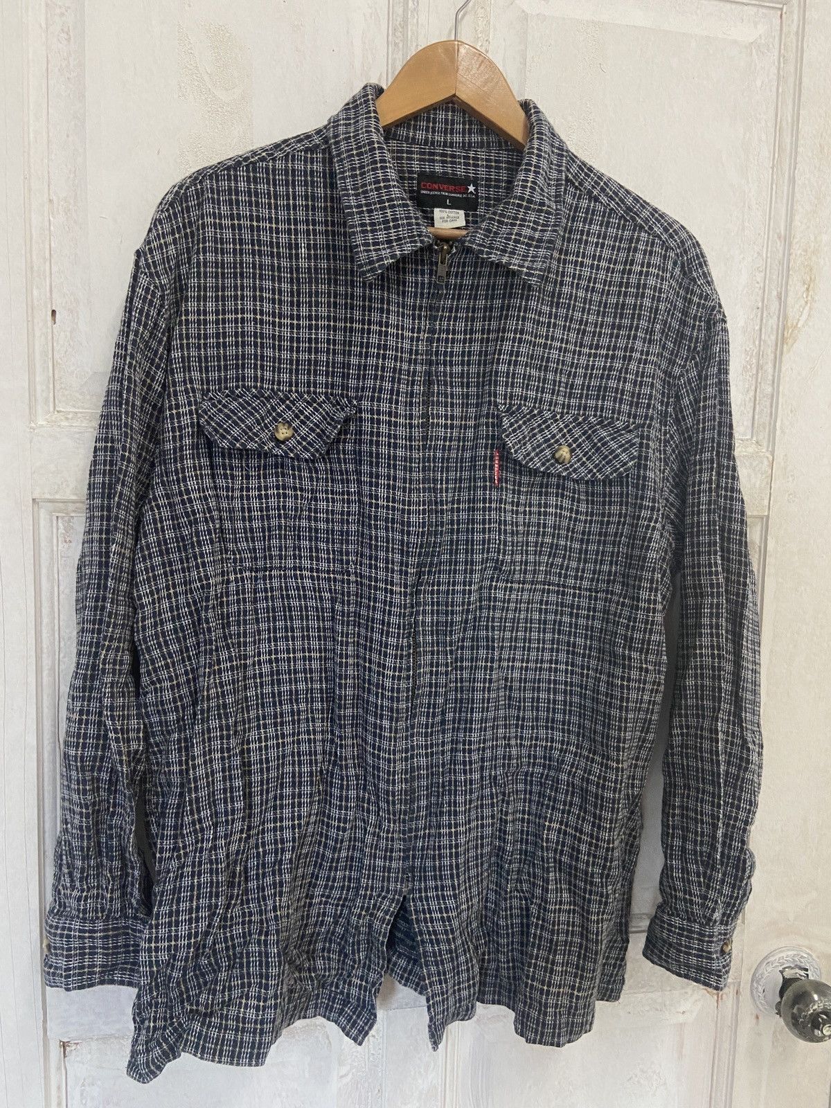 Converse Vintage Converse Zip Up Checkered Flannel Size US L / EU 52-54 / 3 - 4 Thumbnail