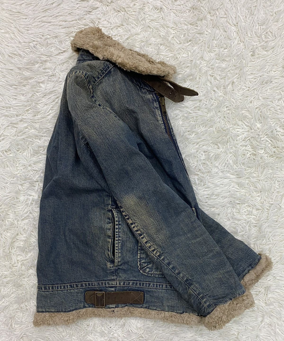 Japanese Brand × Johnbull Johnbull Distressed Sherpa Lined Denim Jacket Size US S / EU 44-46 / 1 - 11 Thumbnail