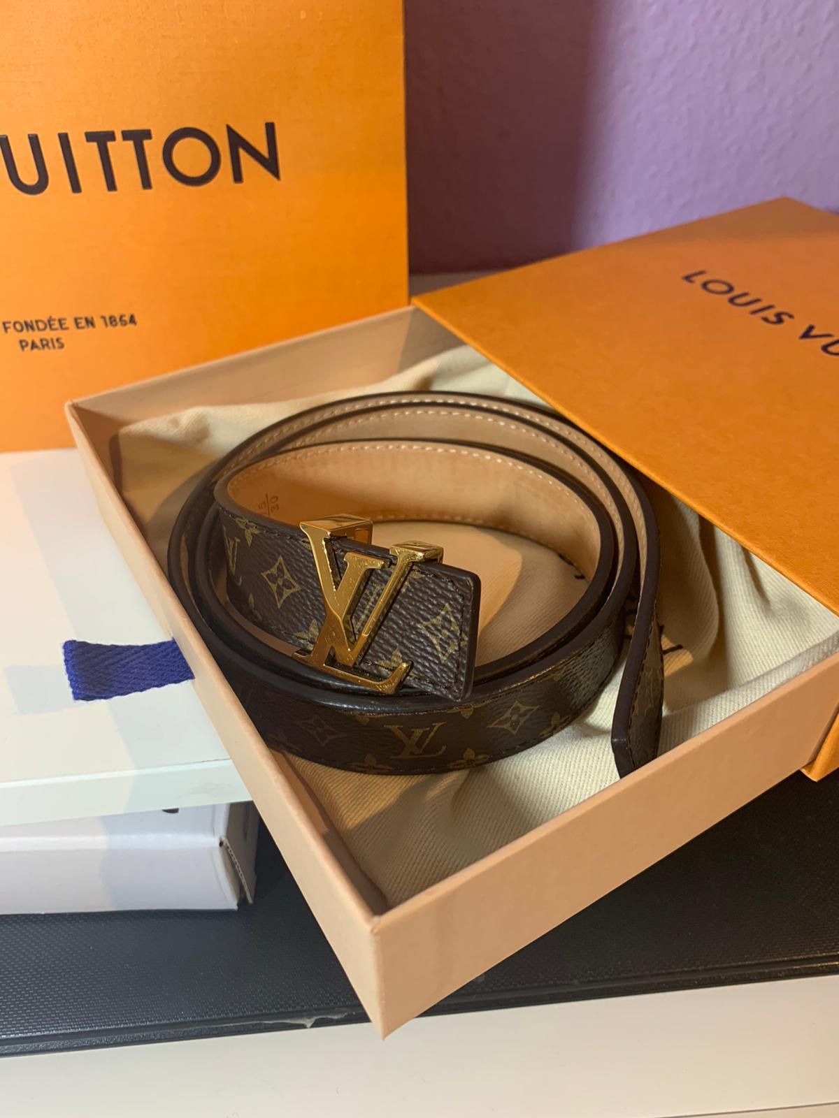 Louis Vuitton Louis Vuitton leather belt Mini Monogram 25 mm