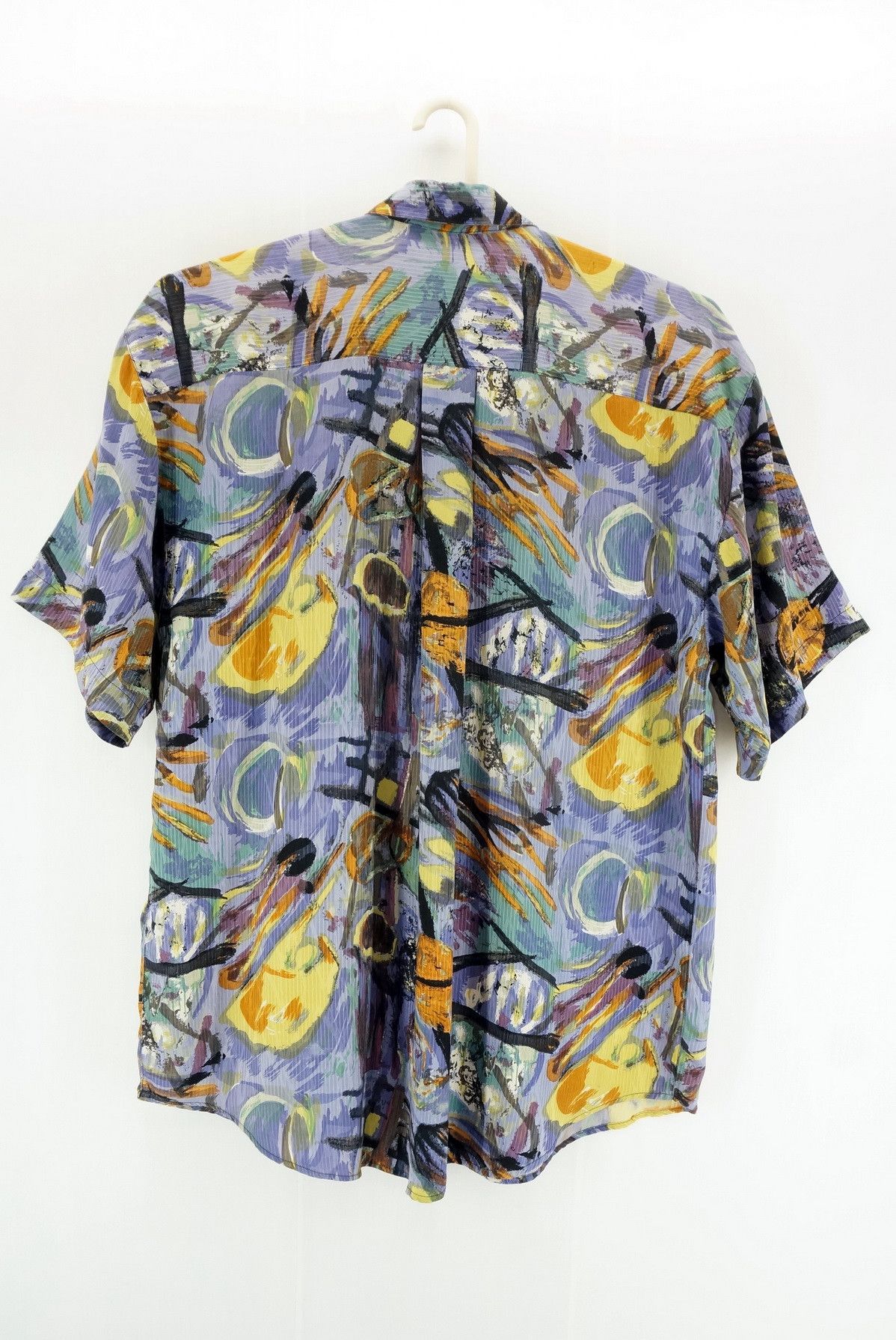 Vintage Vintage 90's GOOUCH Hawaiian Mens Abstract Silk Shirt Size US L / EU 52-54 / 3 - 2 Thumbnail