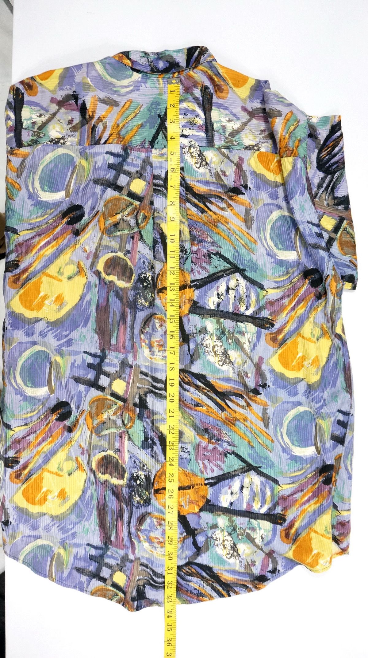 Vintage Vintage 90's GOOUCH Hawaiian Mens Abstract Silk Shirt Size US L / EU 52-54 / 3 - 6 Thumbnail