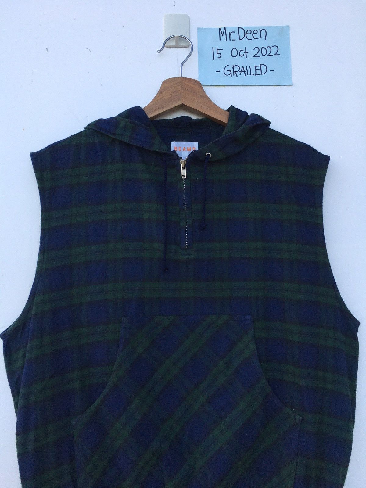 Beams Plus Vintage BEAMS Sleeveless Checkered Hoodie Size US M / EU 48-50 / 2 - 1 Thumbnail