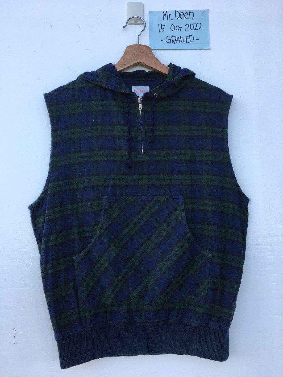 Beams Plus Vintage BEAMS Sleeveless Checkered Hoodie Size US M / EU 48-50 / 2 - 2 Thumbnail