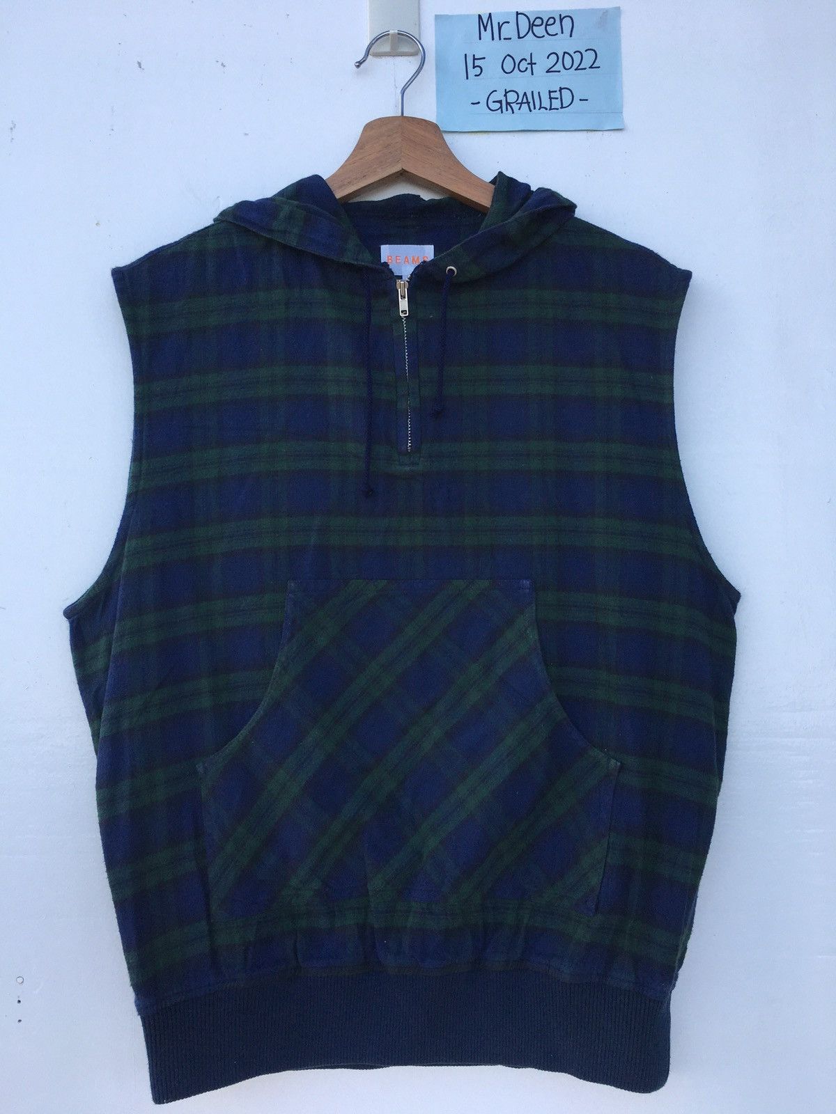 Beams Plus Vintage BEAMS Sleeveless Checkered Hoodie Size US M / EU 48-50 / 2 - 5 Thumbnail