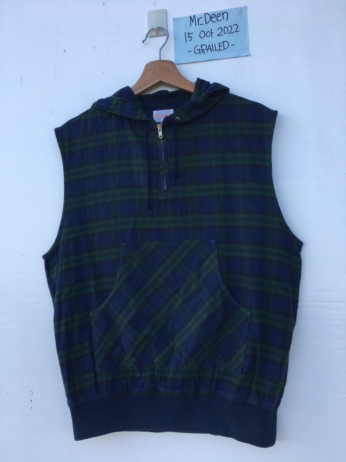 Beams Plus Vintage BEAMS Sleeveless Checkered Hoodie Size US M / EU 48-50 / 2 - 4 Thumbnail