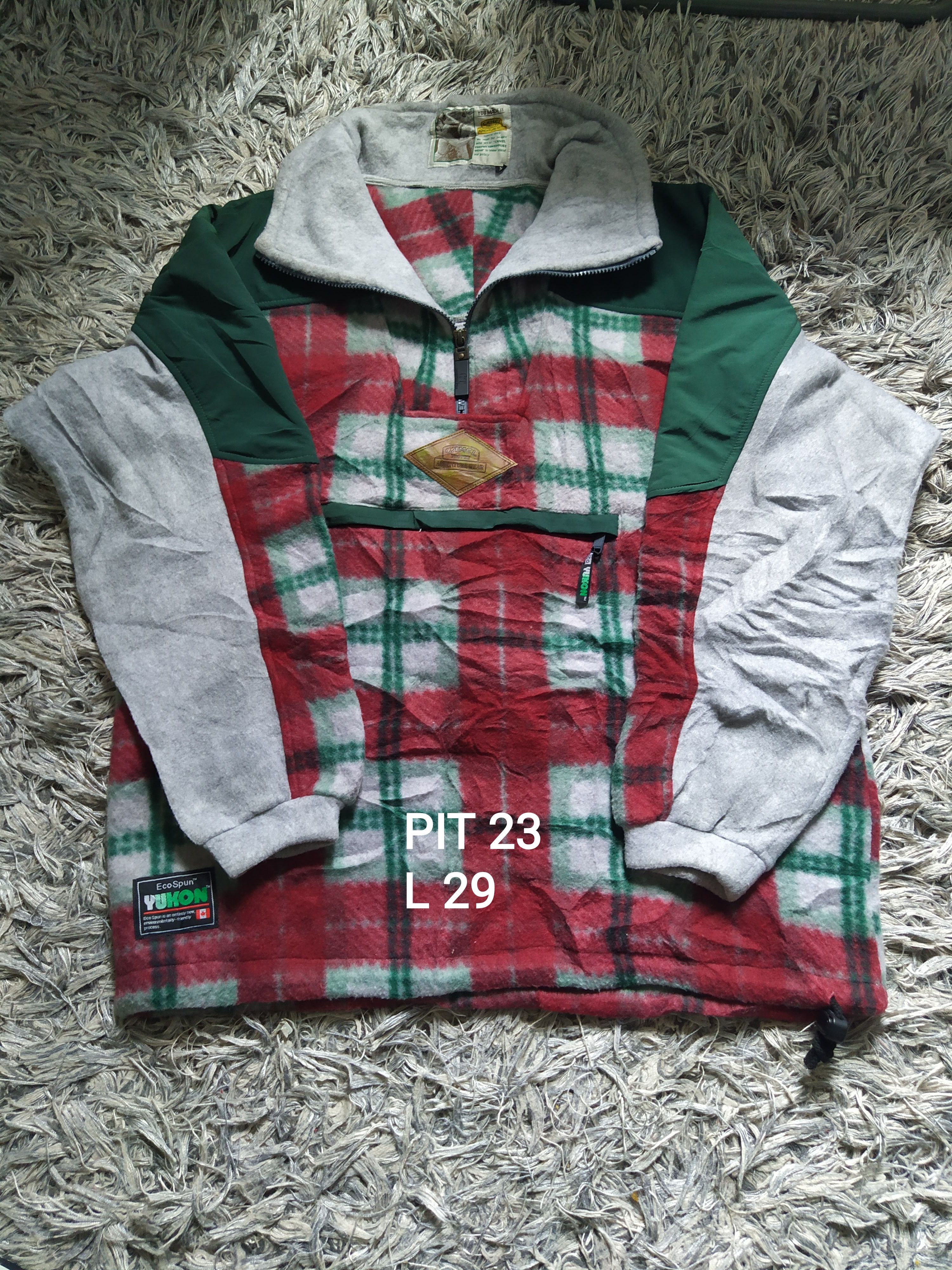 Rare 90s CAMEL TROPHY Color Block Plaid Fleece Anorak Jacket