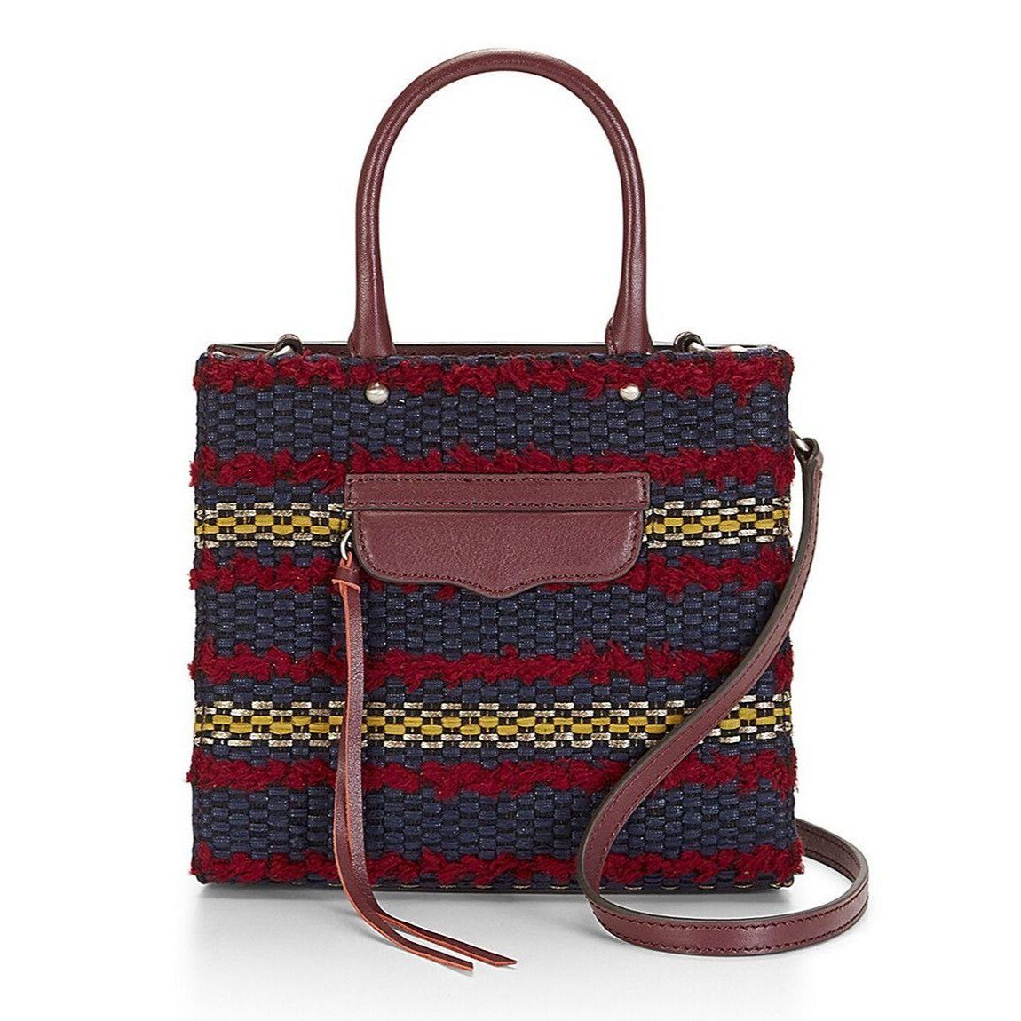 Rebecca Minkoff MAB Woven Tweed Port Leather Mini Tote