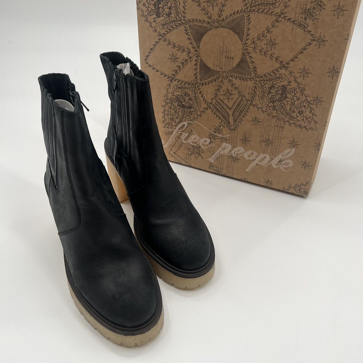 Free People James Chelsea Black Boots Chunky Ankle Booties