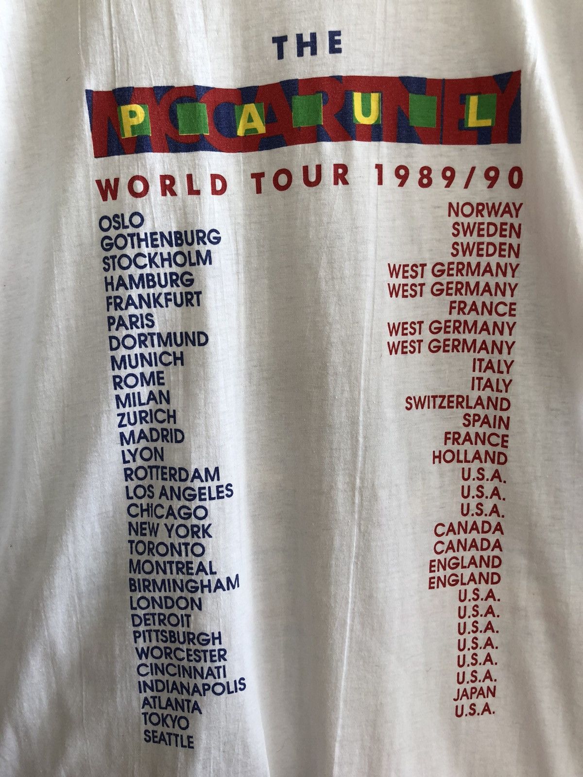 Band Tees × Vintage Vintage The Paul McCartney 89/90 World Tour Tee Size US M / EU 48-50 / 2 - 6 Thumbnail