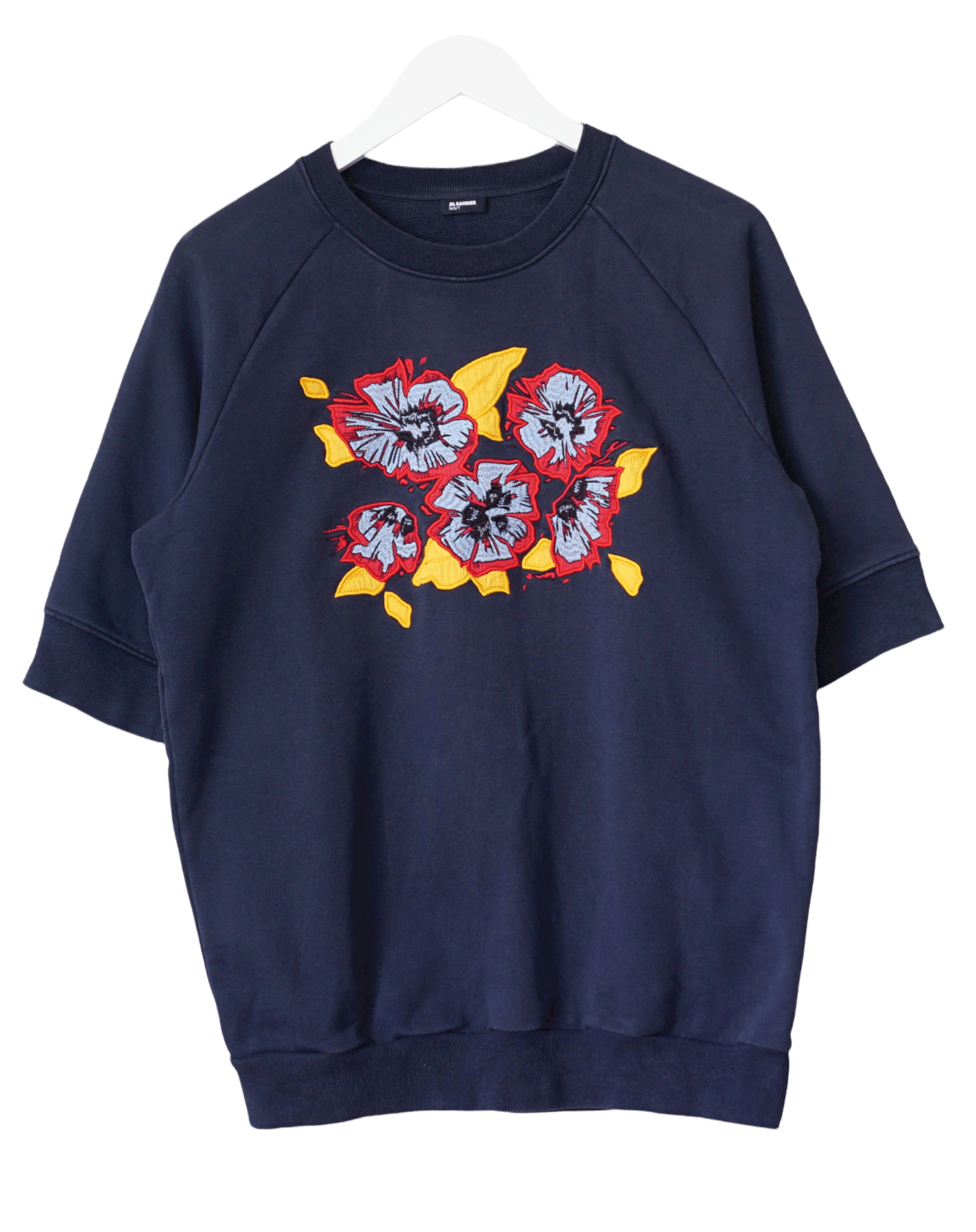 Jil Sander Jil Sander Navy Flowers Short Sleeve Sweatshirt Size US M / EU 48-50 / 2 - 1 Thumbnail