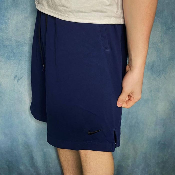 Nike Navy Blue Nike Shorts Black Swoosh DriFit At the Knee Fit Grailed