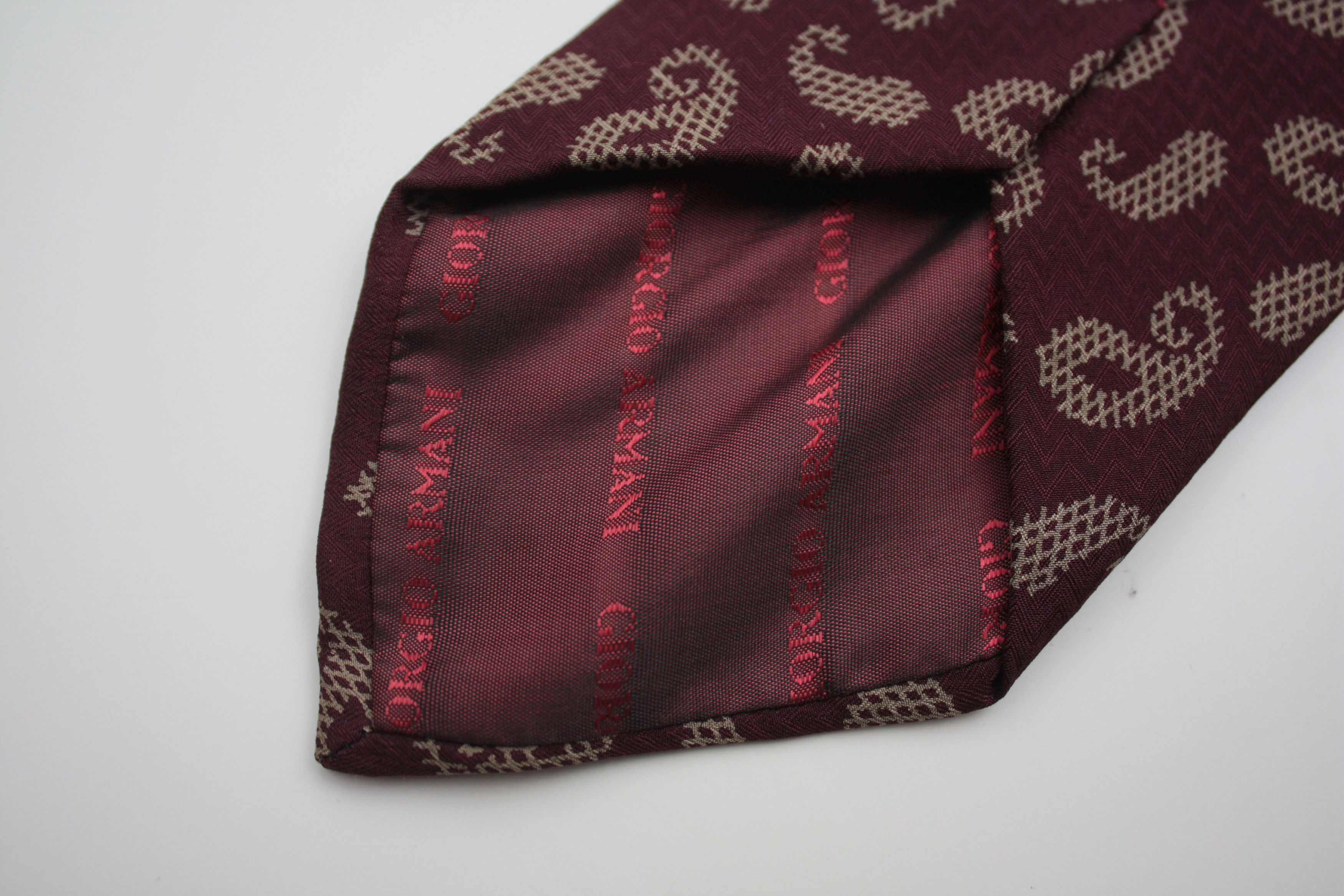 Armani Giorgio Armani Burgundy Silk Tie Made In Italy Size ONE SIZE - 3 Thumbnail