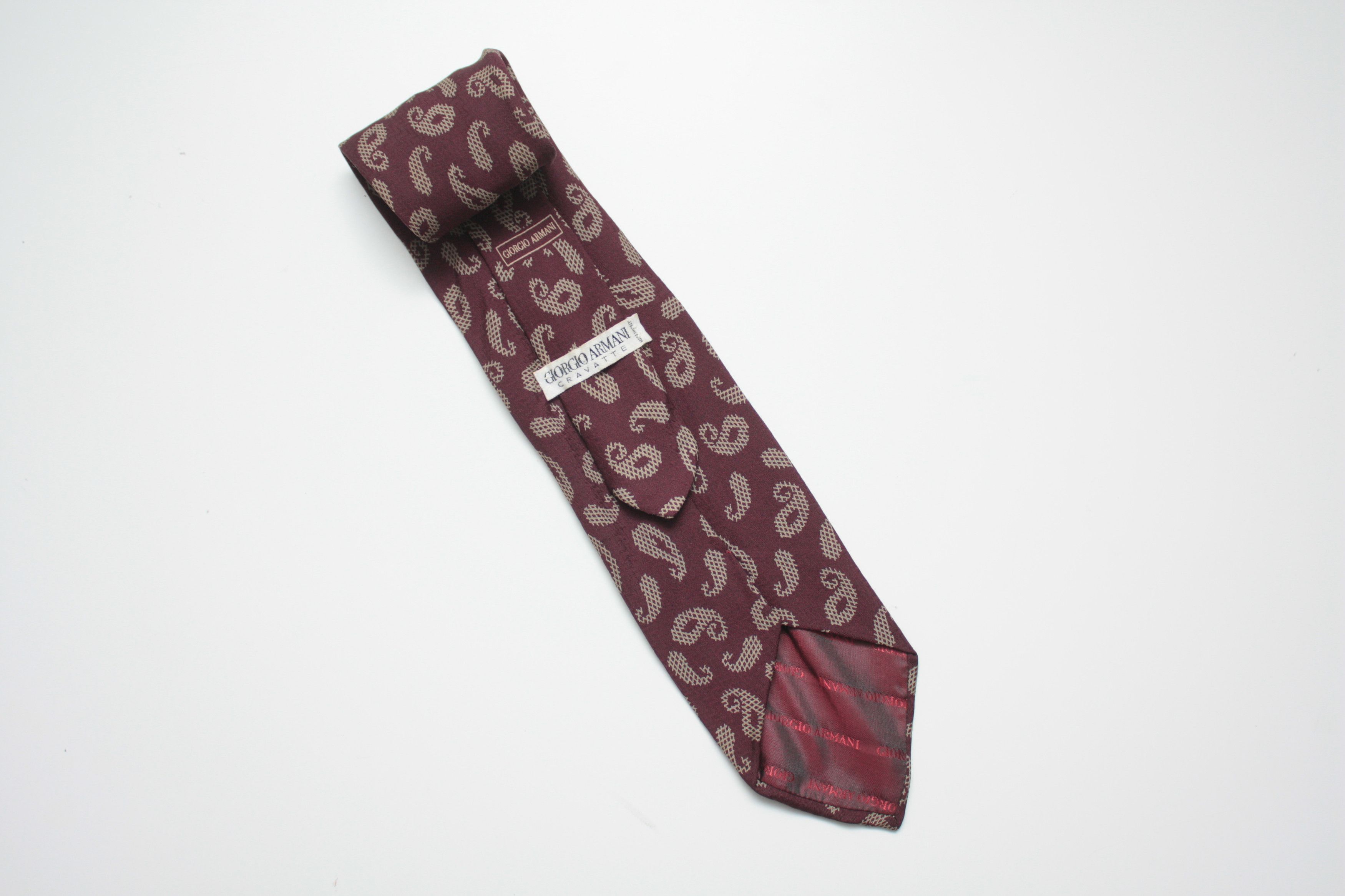 Armani Giorgio Armani Burgundy Silk Tie Made In Italy Size ONE SIZE - 1 Thumbnail