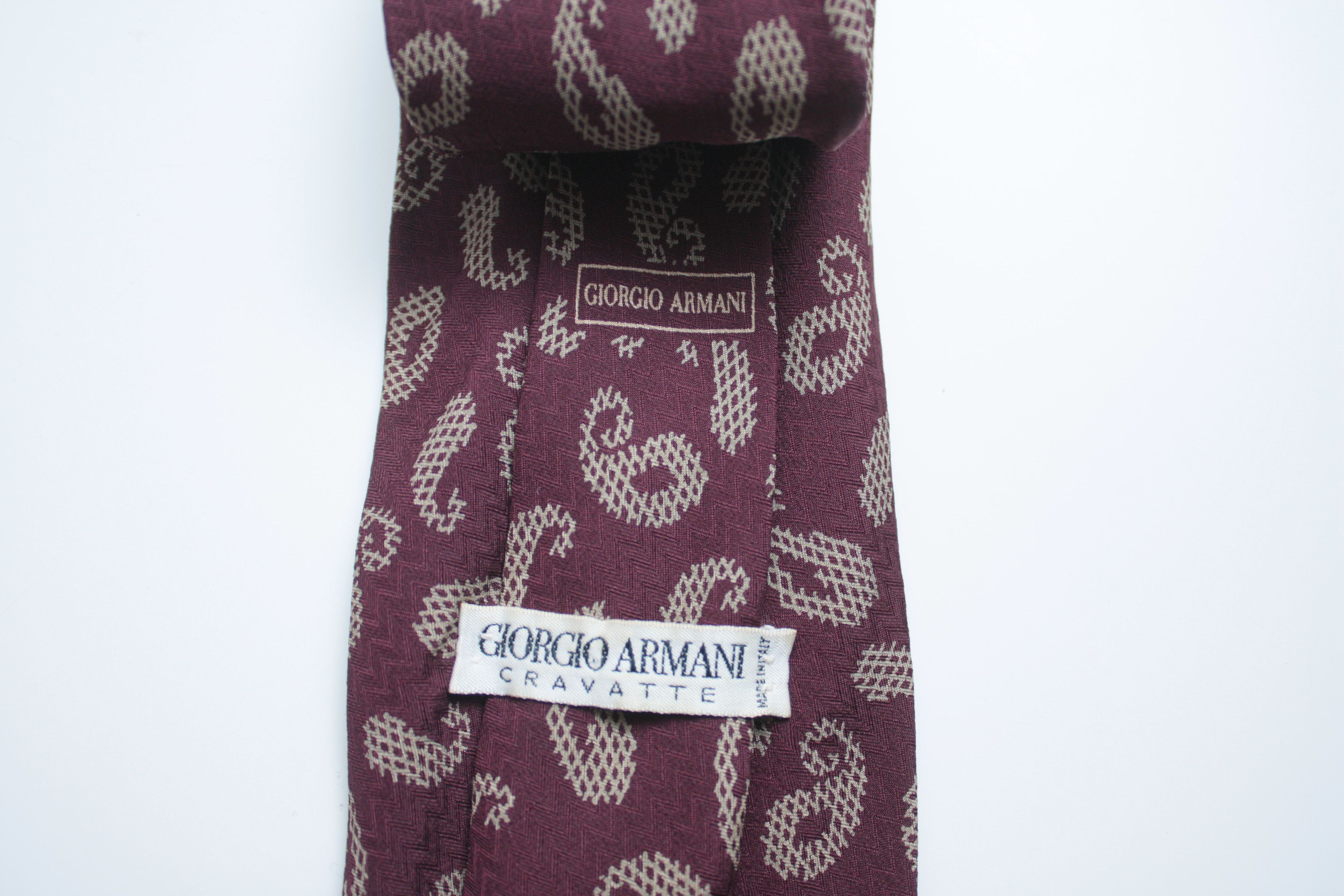 Armani Giorgio Armani Burgundy Silk Tie Made In Italy Size ONE SIZE - 2 Thumbnail
