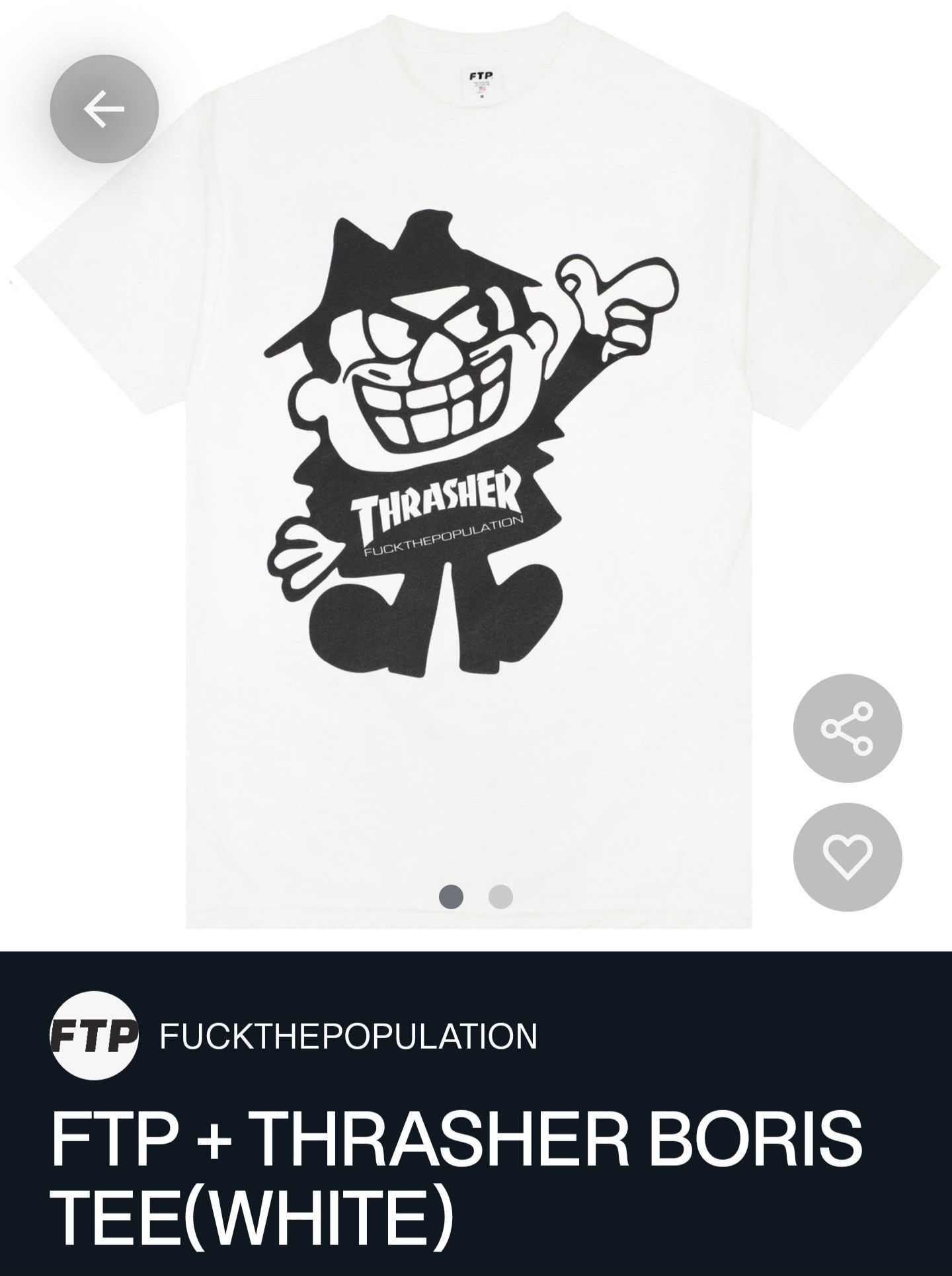 Fuck The Population × Thrasher FTP + THRASHER BORIS TEE Size US L / EU 52-54 / 3 - 1 Thumbnail