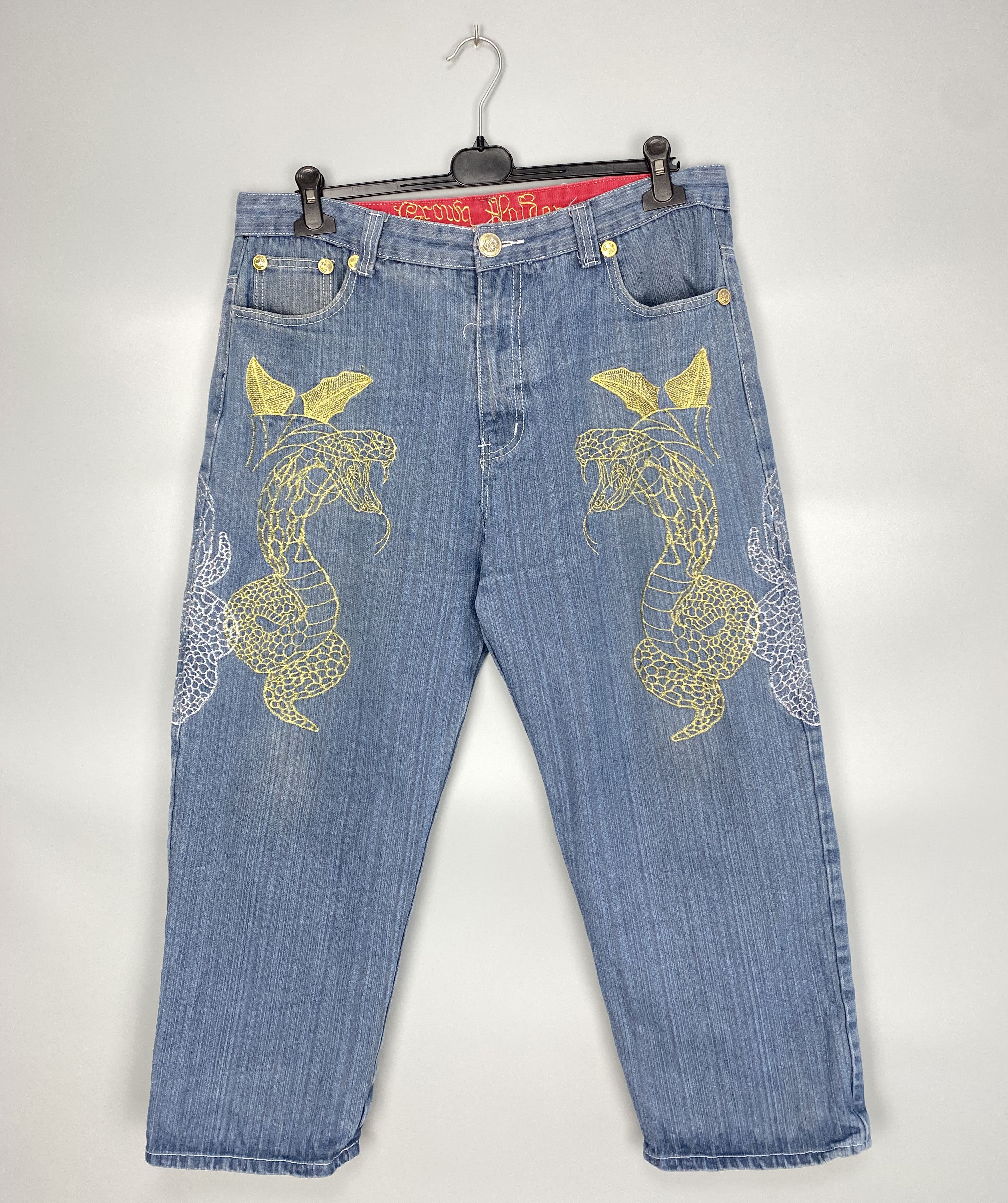 Japanese Brand Vintage Crown Holder Japanese Printed Jeans Ed Hardy Style Size US 38 / EU 54 - 1 Thumbnail