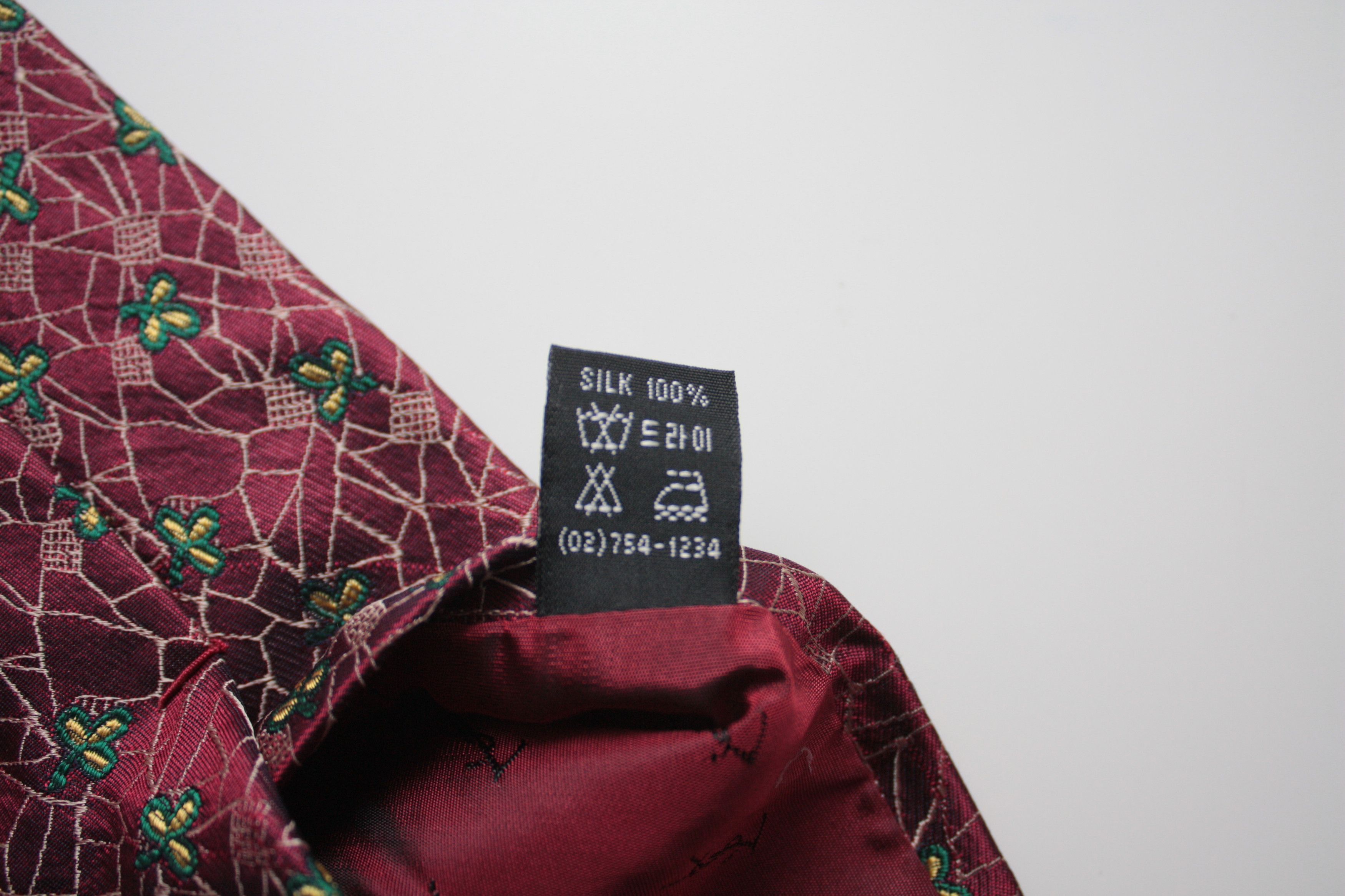 Vintage Yves Saint Laurent Burgundy Floral Silk Tie Vintage Size ONE SIZE - 4 Thumbnail