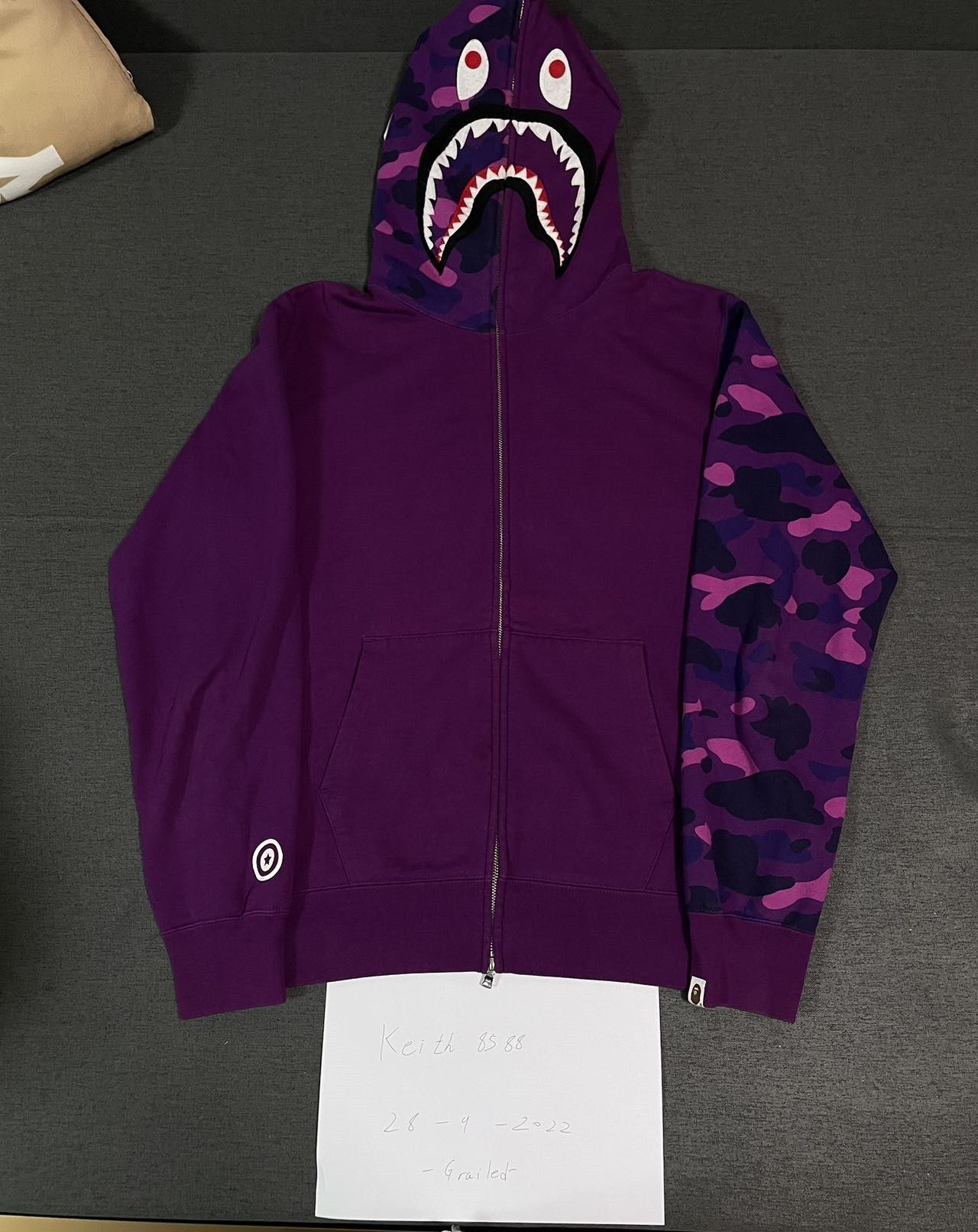 image of Bape Color Camo Shark Full Zip Hoodie in Purple, Men's (Size XL)