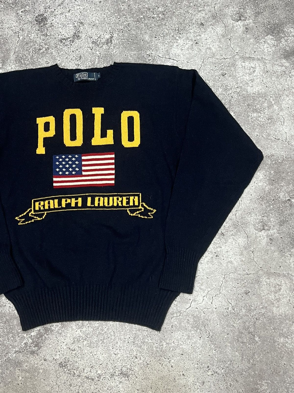 Polo Sport Ralph Lauren USAS Flag Logo Size L 1990s sale Vintage Sweatshirt