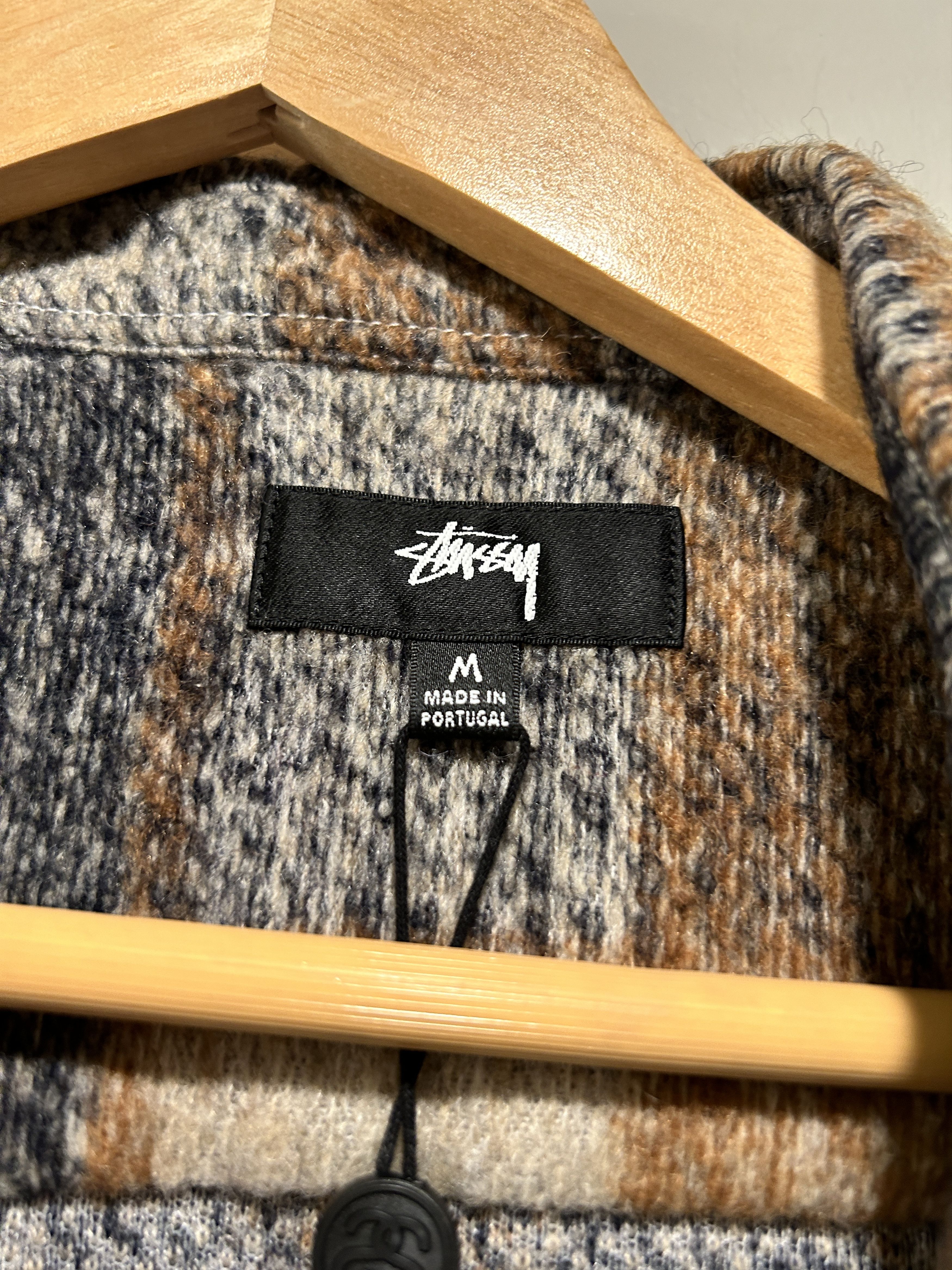 Stussy Plaid knit shirt button - brown Size US M / EU 48-50 / 2 - 2 Thumbnail