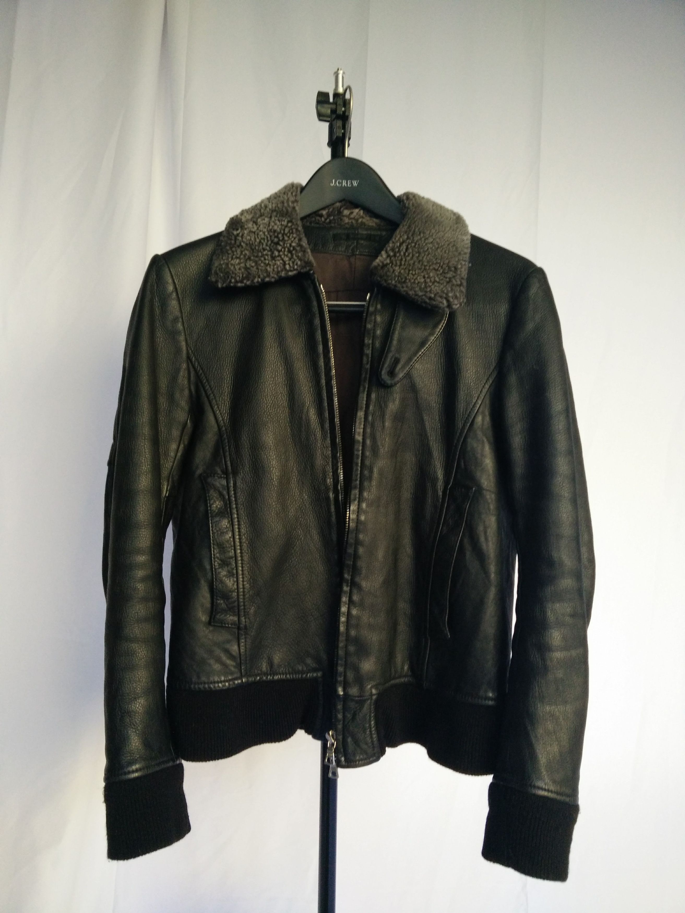 The Viridi-anne Silk-Lined Leather Bomber with Shearling Size US S / EU 44-46 / 1 - 1 Thumbnail