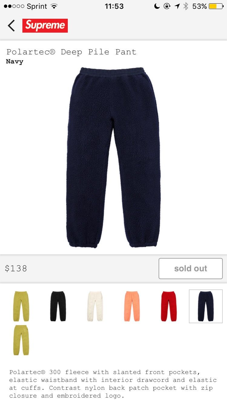 Supreme Polartec Deep Pile Pant Size US 32 / EU 48 - 1 Thumbnail