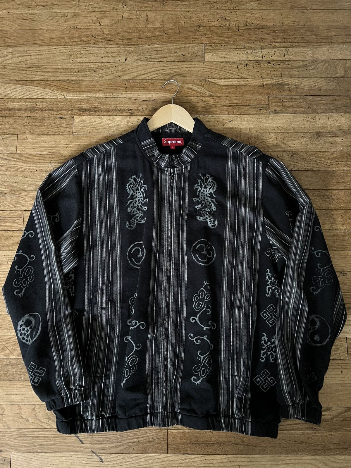 Supreme Supreme Black Woven Striped Batik Jacket size Large | Grailed