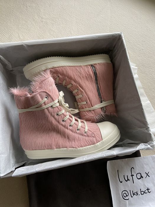 Rick Owens NEW FW22 STROBE RUNWAY DIRTY PINK RAMONES PONY HAIR FUR 45