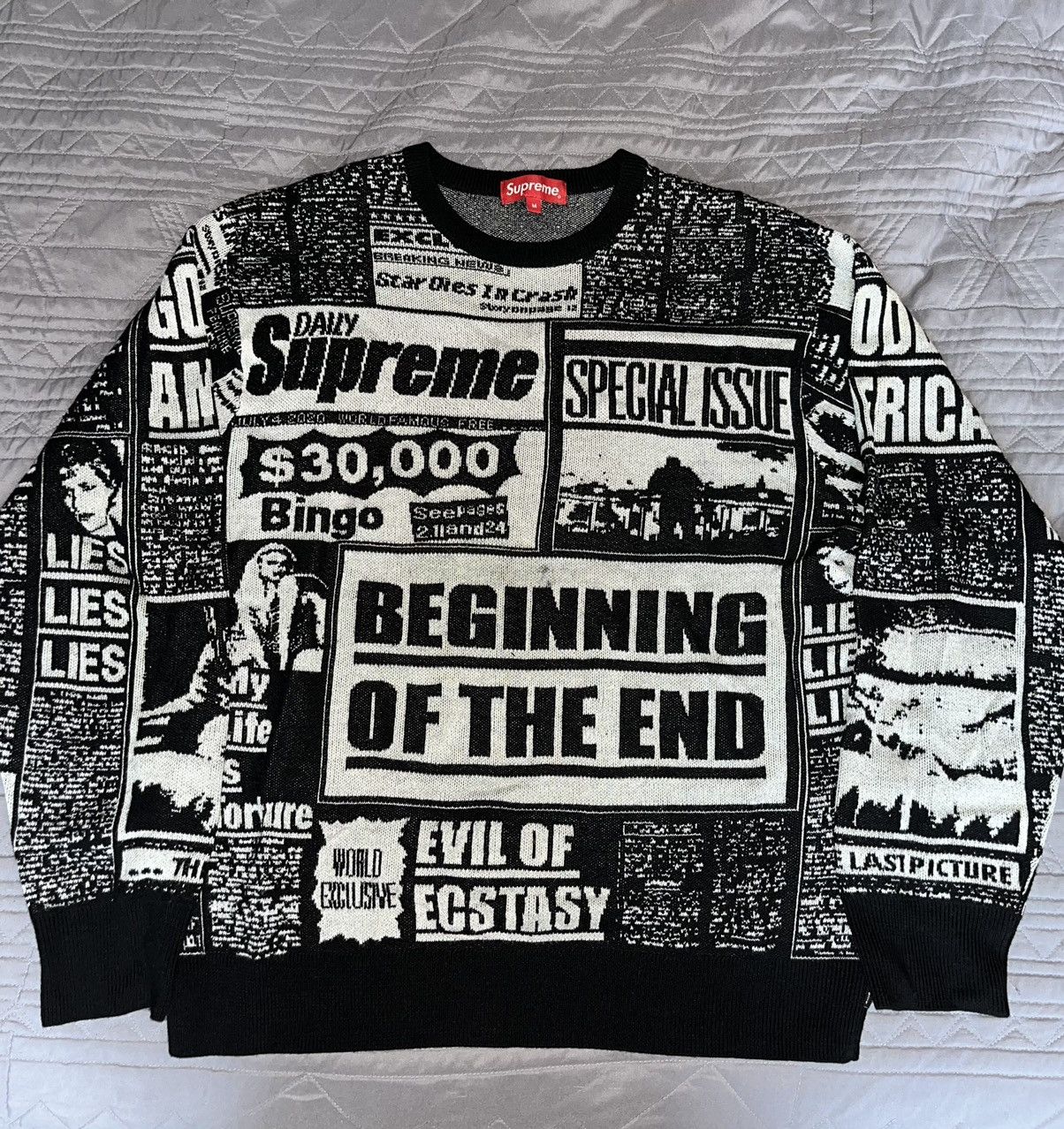 Supreme Supreme Newsprint Sweater Grailed