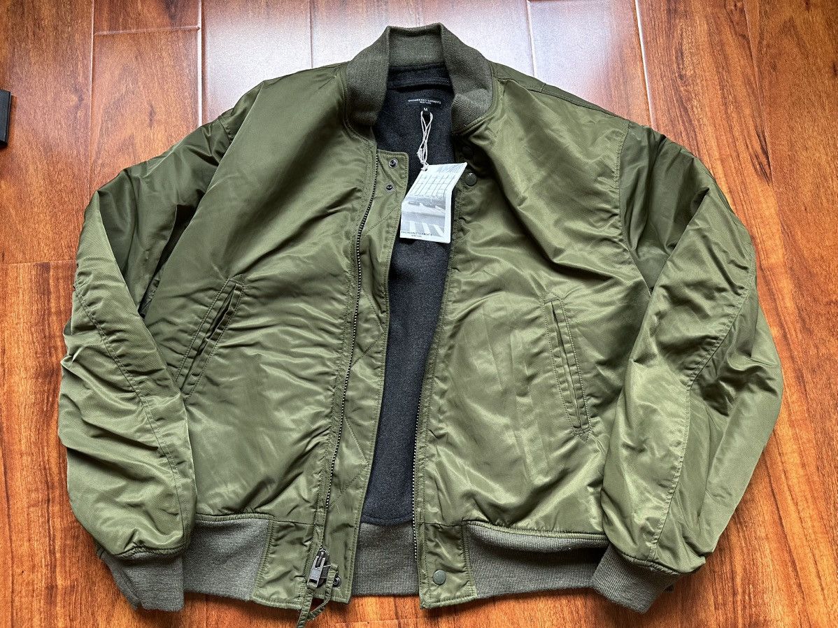 image of Engineered Garments Satin Nylon Svr Flight Jacket Bomber in Olive, Men's (Size Medium)