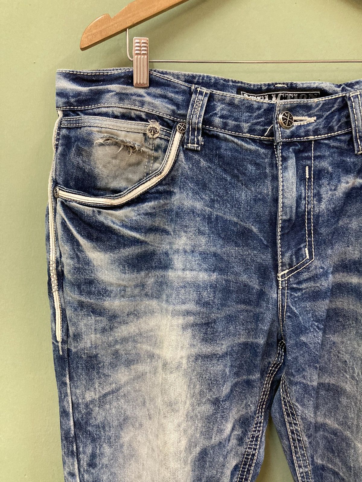 Affliction AFFLICTION - REGULAR FIT DISTRESSED ACID WASH BLAKE DENIM Size US 38 / EU 54 - 9 Thumbnail
