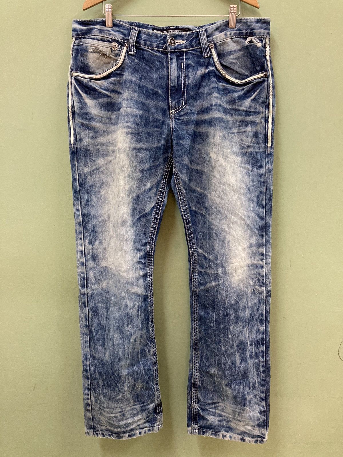 Affliction AFFLICTION - REGULAR FIT DISTRESSED ACID WASH BLAKE DENIM Size US 38 / EU 54 - 6 Thumbnail