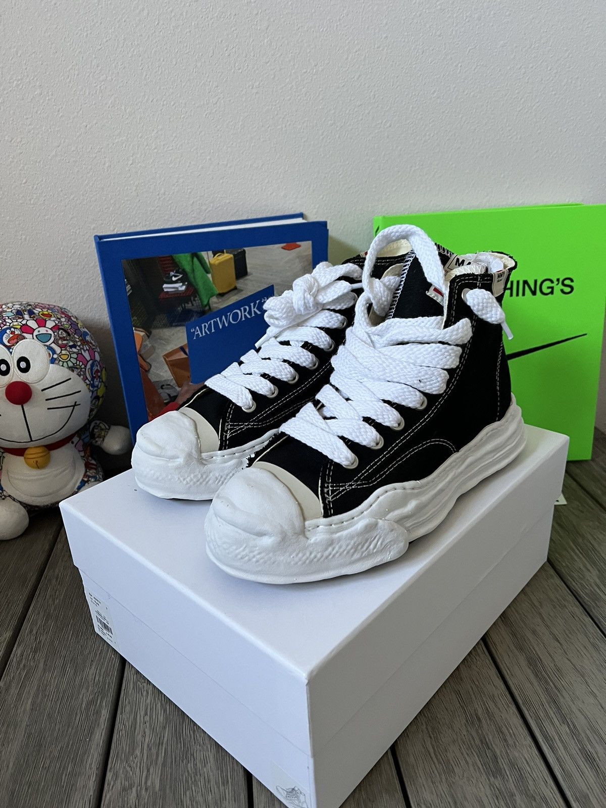 image of Maison Mihara Yasuhiro x Miharayasuhiro Maison Miharayasuhiro Canvas High Top Sneakers in Black (Si