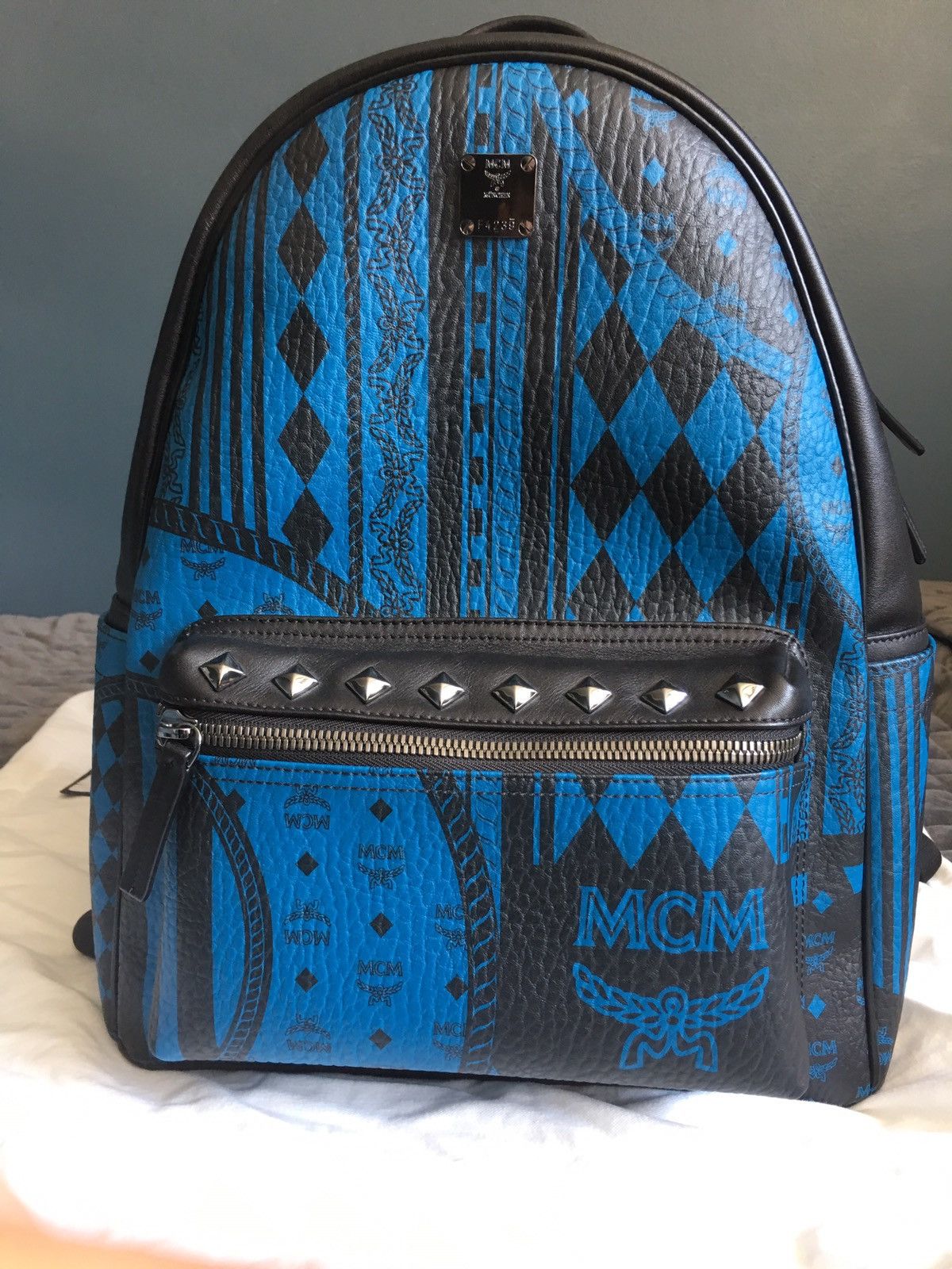 MCM MCM Stark Baroque Print Backpack Munich Blue Size ONE SIZE - 2 Thumbnail