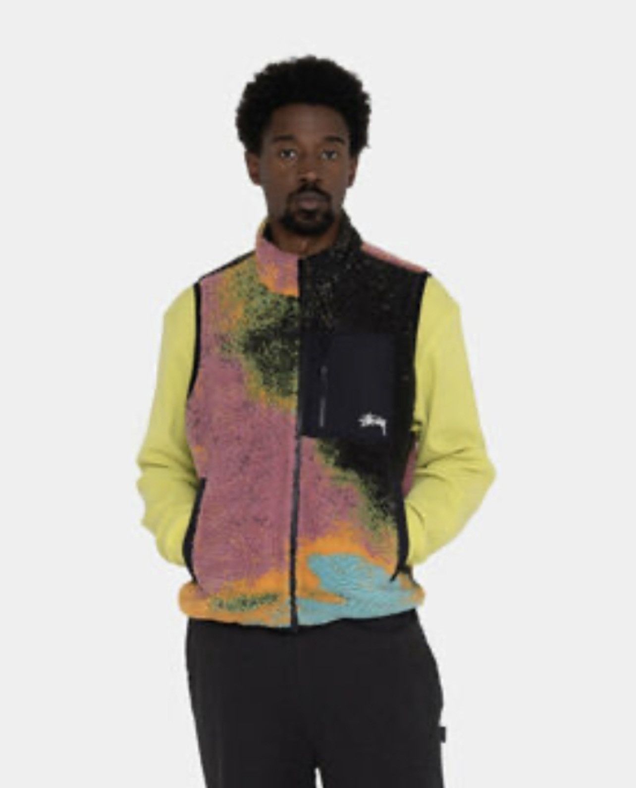 Stussy STUSSY - Jacquard Dye Sherpa Vest in Berry | Grailed