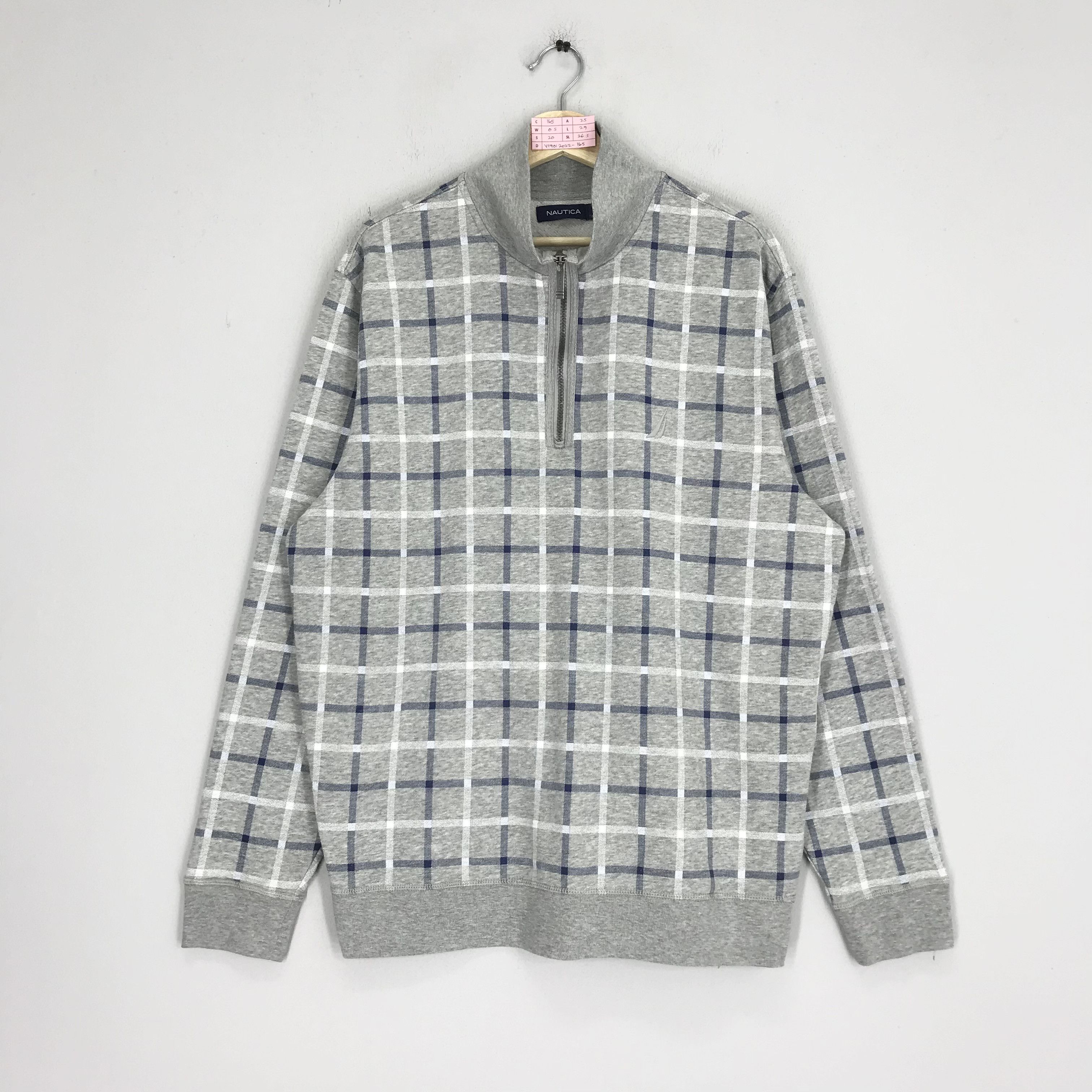 Vintage Nautica Checkered Half Zipper Sweatshirts Pullover