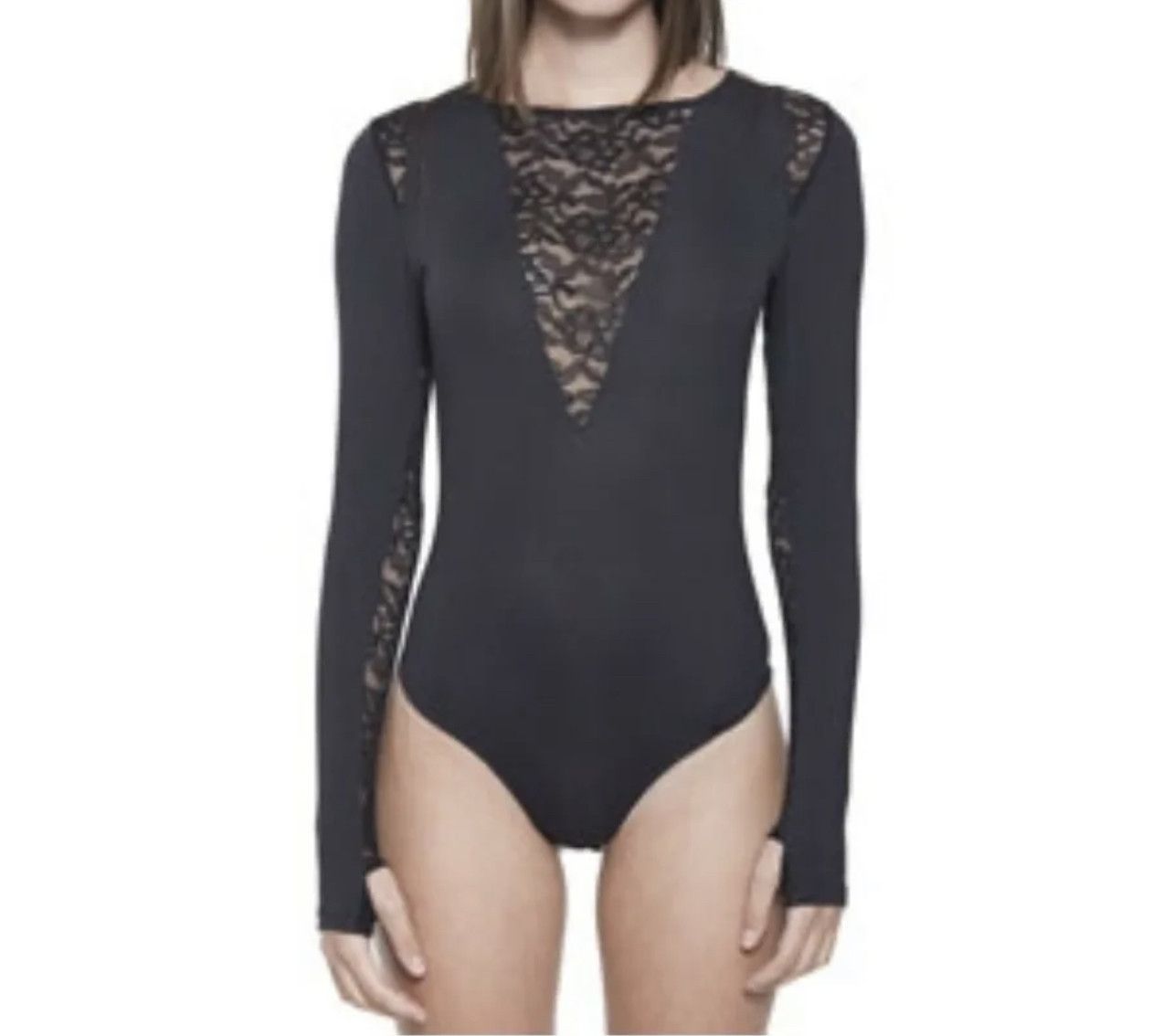 Topsecret Black Lace Longsleeve Bodysuit XS