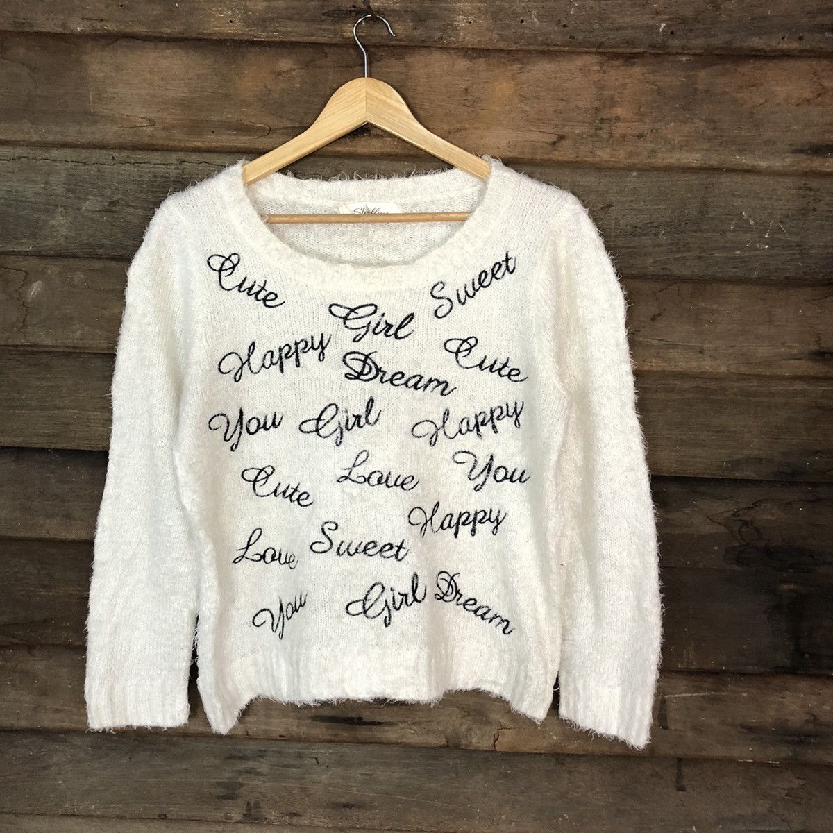 Shellna White Shag Shaggy Fur Mohair Knitwear #7013