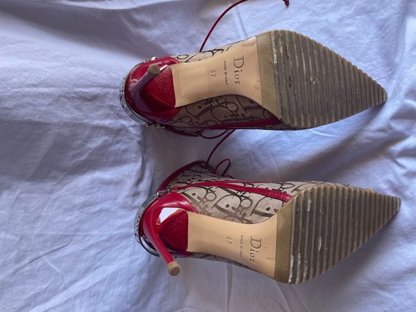 Dior Vintage Trotter Monogram Long Boots Heels 37.5 US 7.5 