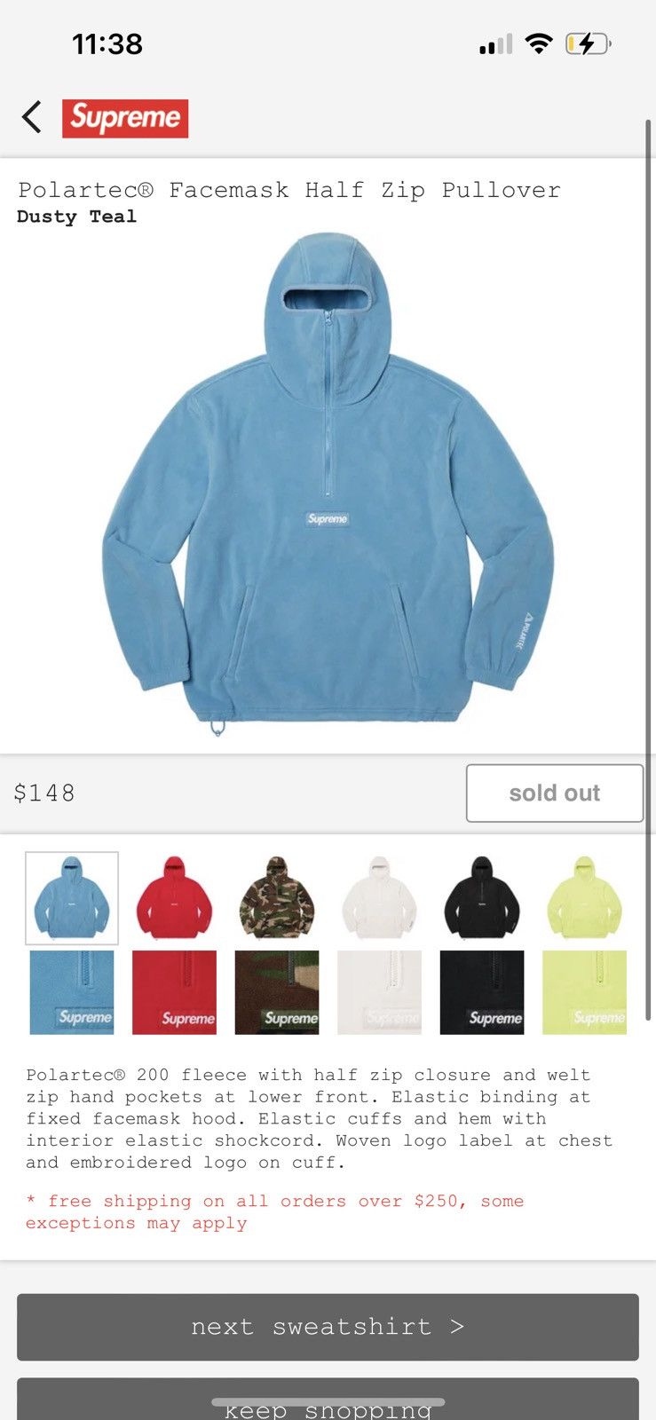 Supreme Supreme Polartec Facemask Half Zip Pullover Size US XL / EU 56 / 4 - 1 Thumbnail