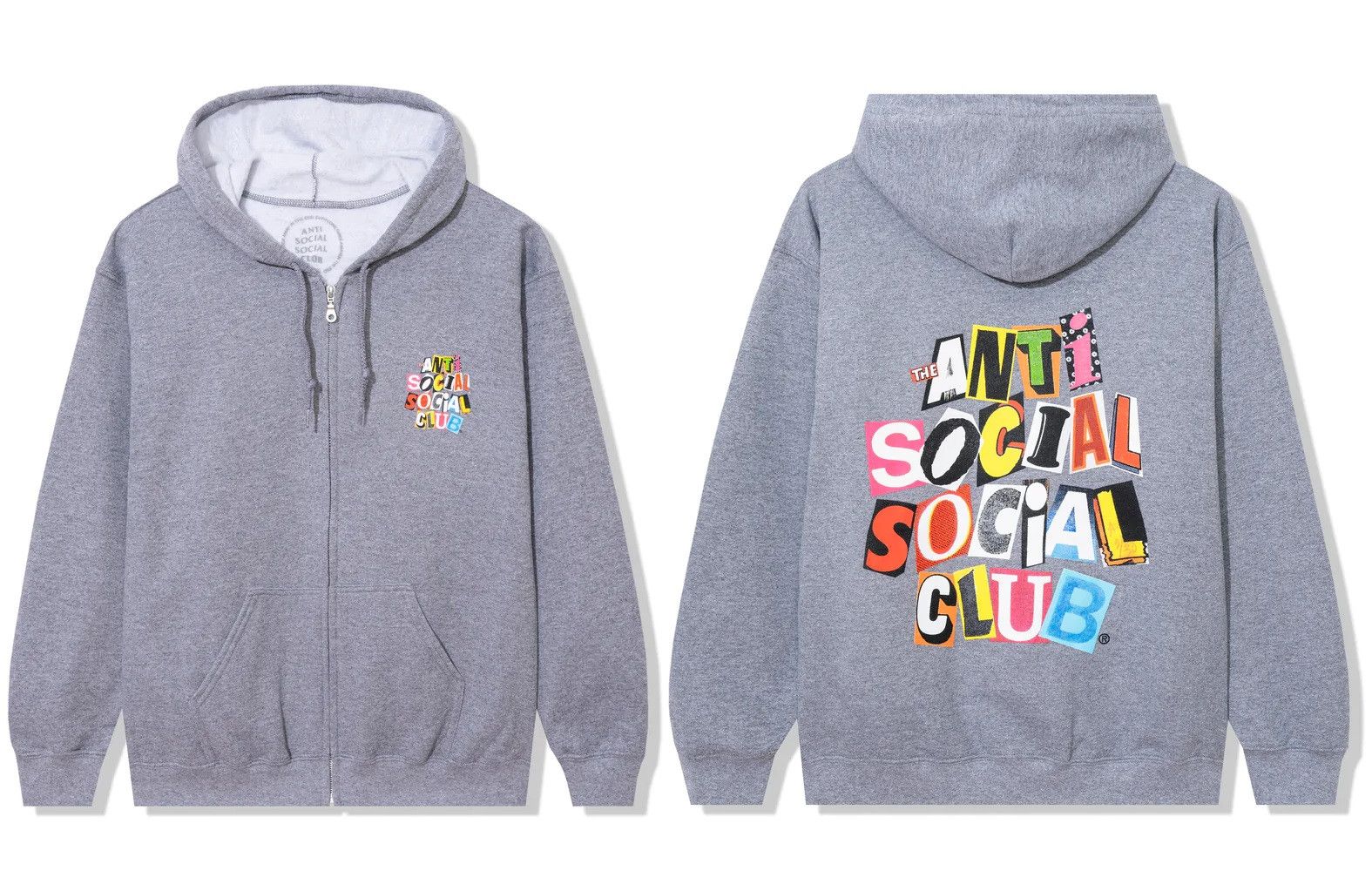 Anti Social Social Club DS ASSC Torn Pages Of Our Story Heather Gray Zip Hoody BAPE Size US XL / EU 56 / 4 - 6 Thumbnail