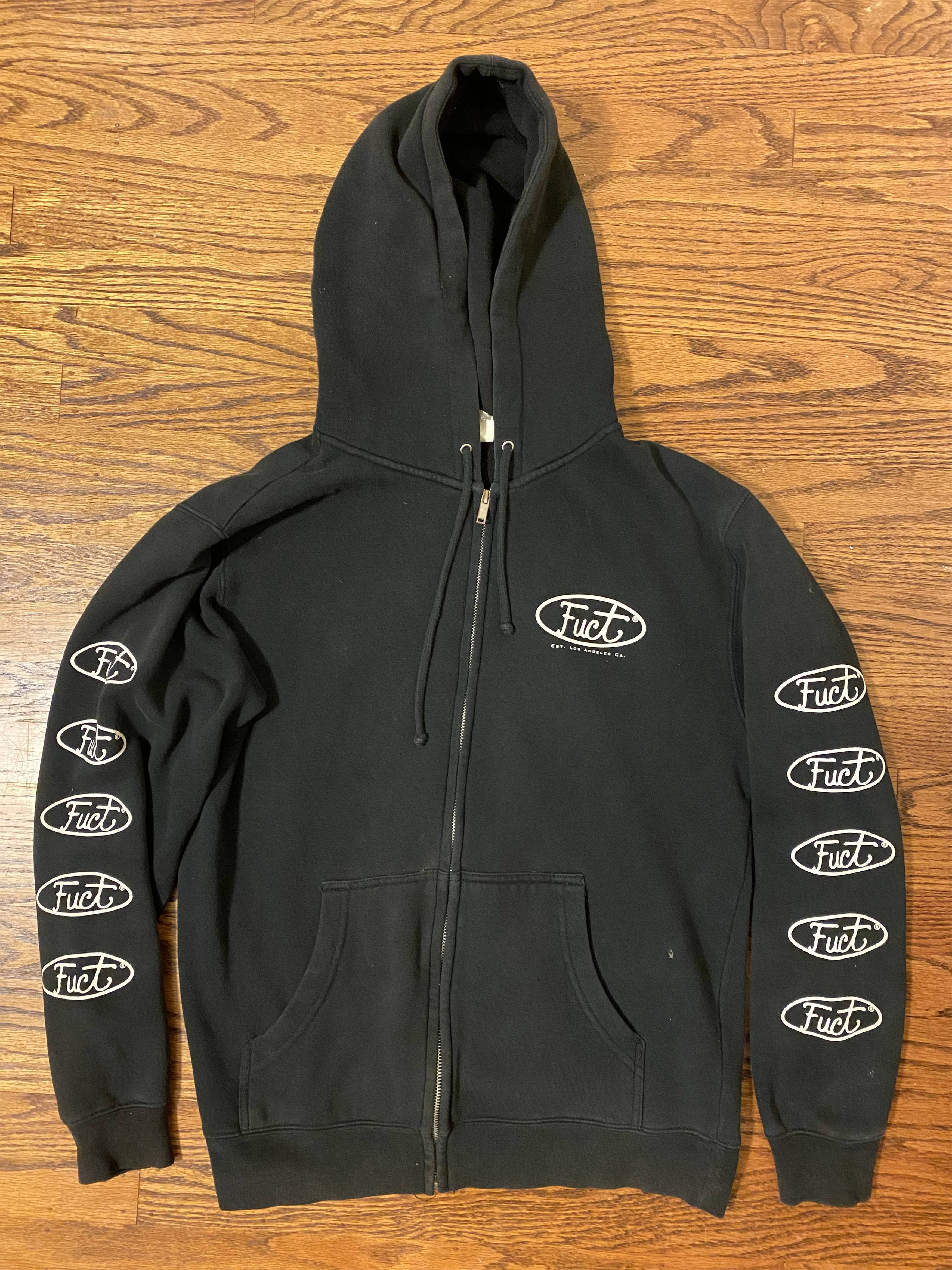 Fuct Fuct Black Full Zip Up Repeat Logo Shoulder Hoodie | Grailed