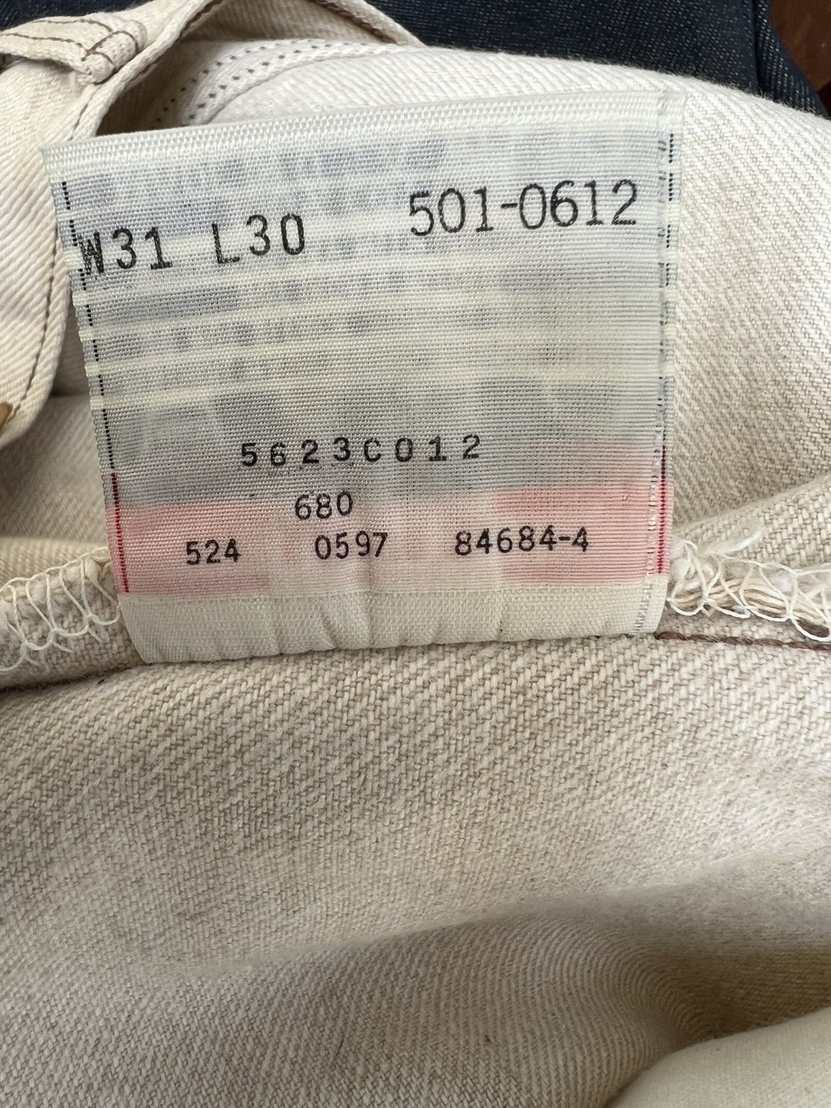 Levi's Vintage 1997 Levi’s 501 Sun Fade Cream Denim Jeans Size US 31 - 20 Thumbnail