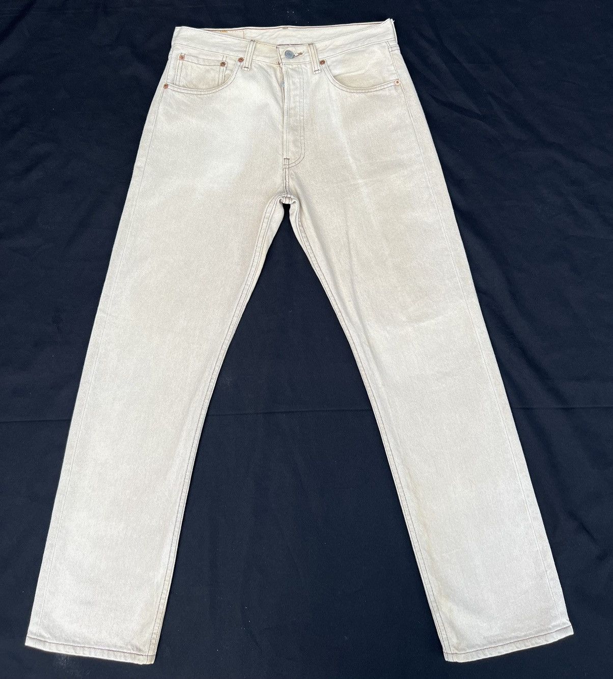 Levi's Vintage 1997 Levi’s 501 Sun Fade Cream Denim Jeans Size US 31 - 3 Thumbnail