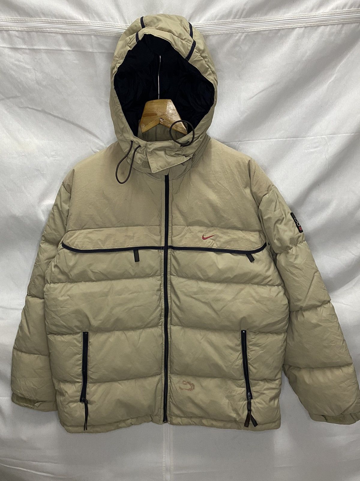Nike × Vintage Vintage Nike puffer 1999 jacket cream M | Grailed 