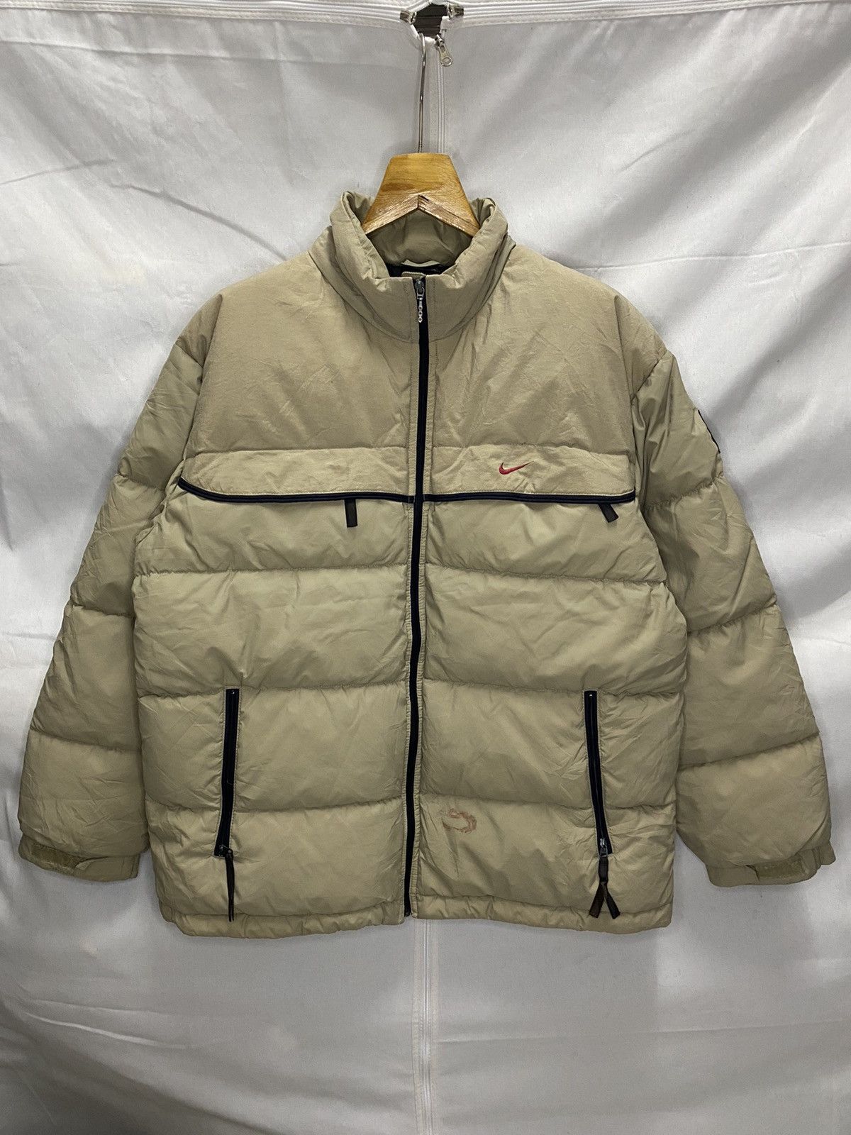 Nike × Vintage Vintage Nike puffer 1999 jacket cream M | Grailed