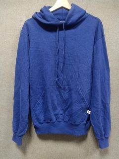 90s Royal Blue Russell Athletic Double Face Blank Hoodie M K02